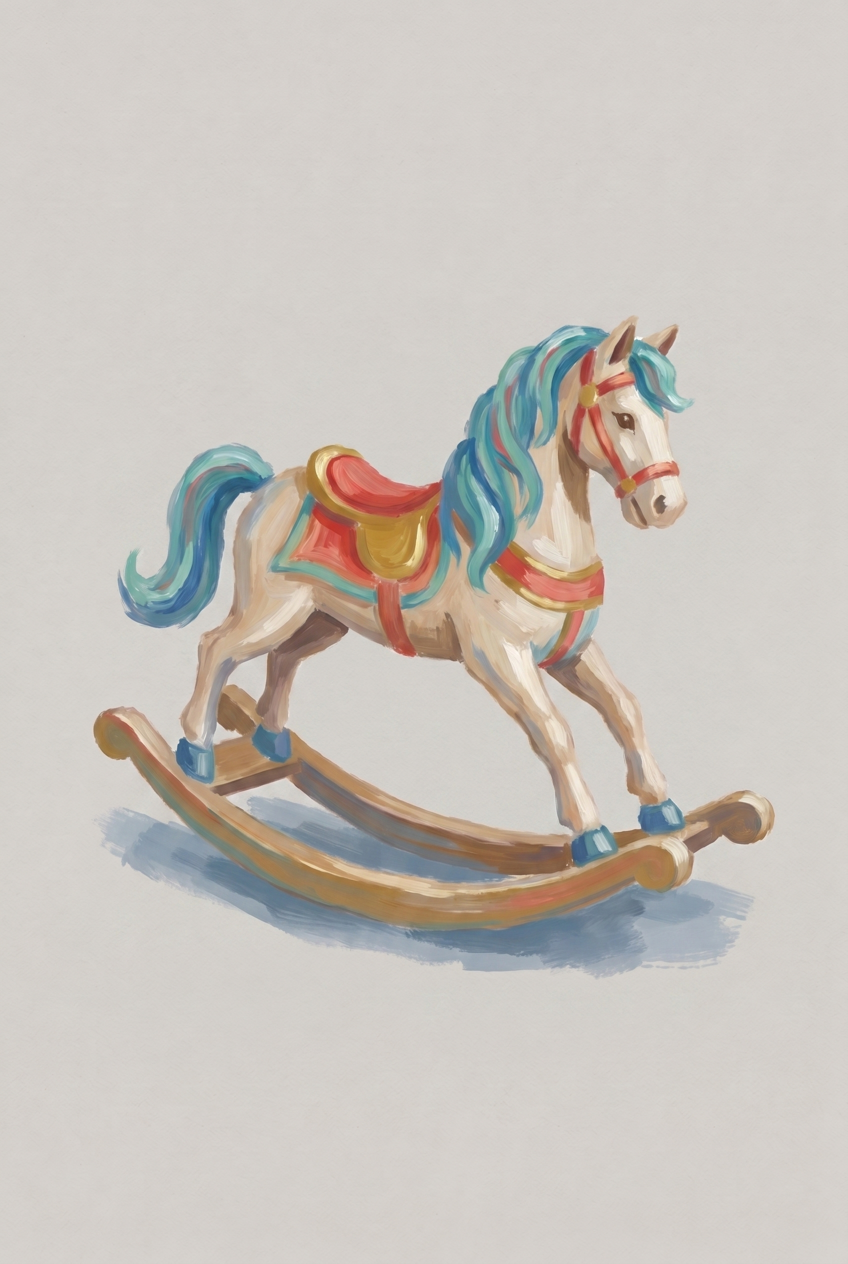 Blue Mane Rocking Horse Wall Art - Vintage Toy Steed