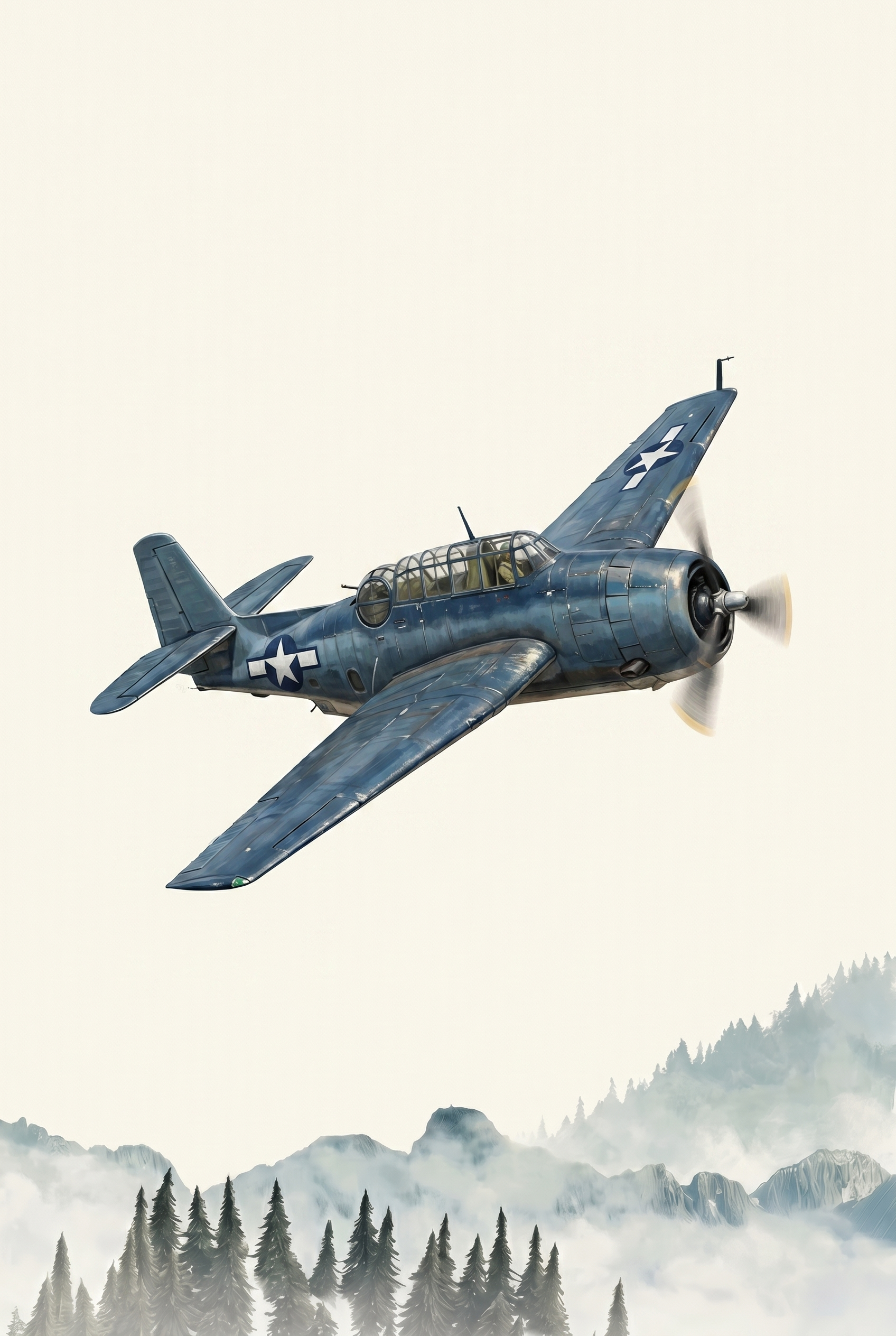 Blue Navy Propeller Airplane Wall Art - Iron Wings Rising