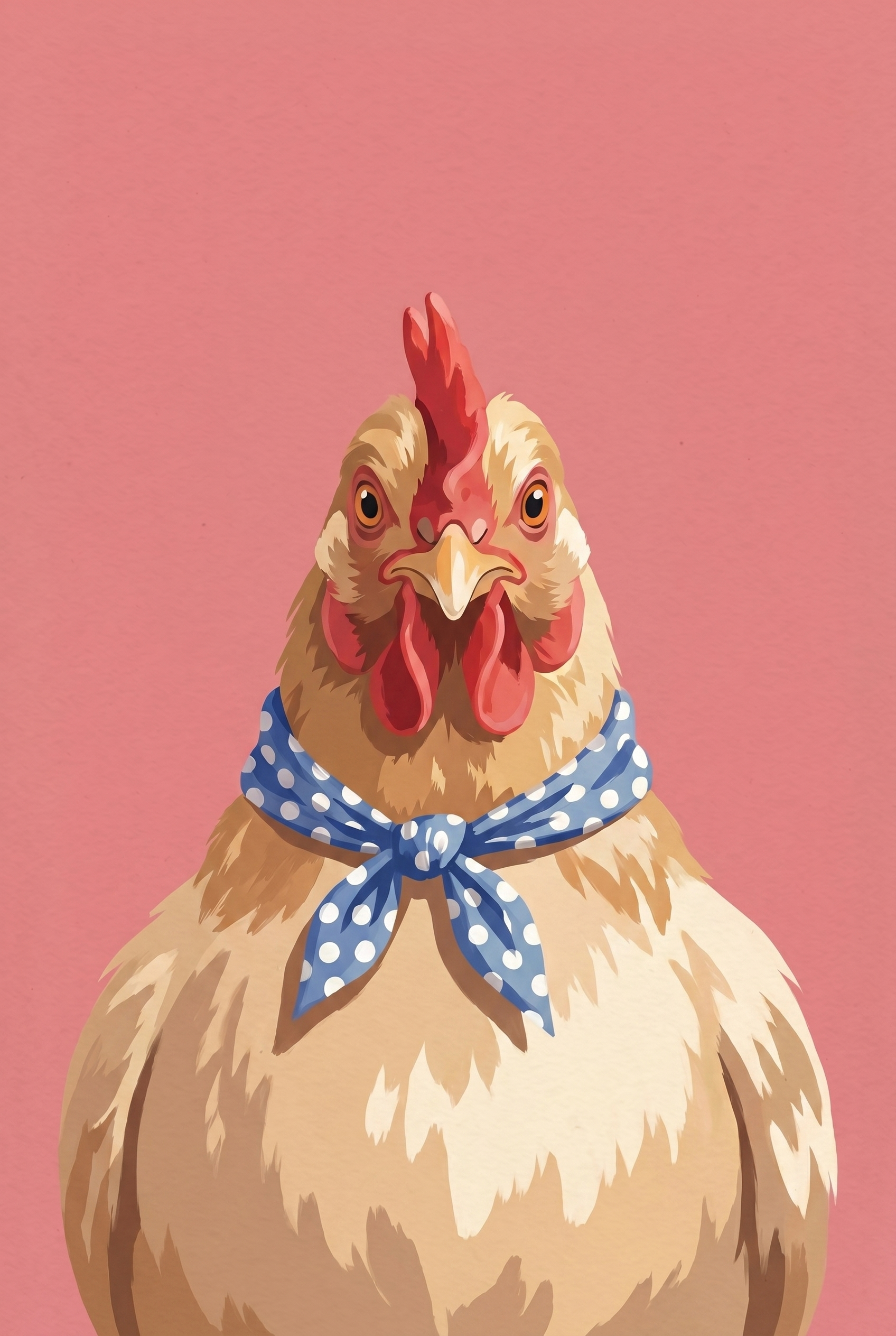 Blue Polka Dot Hen Wall Art - Polka Dot Hen