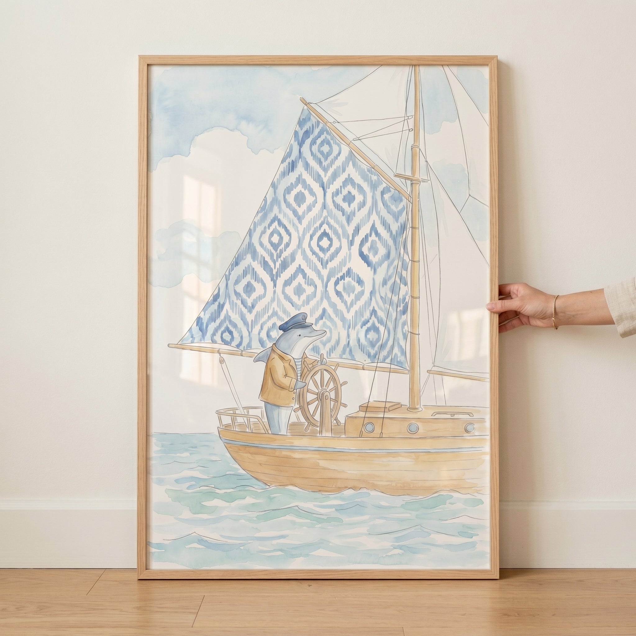 Blue Sail Dolphin Wall Art - Captain Dolphin Sailor