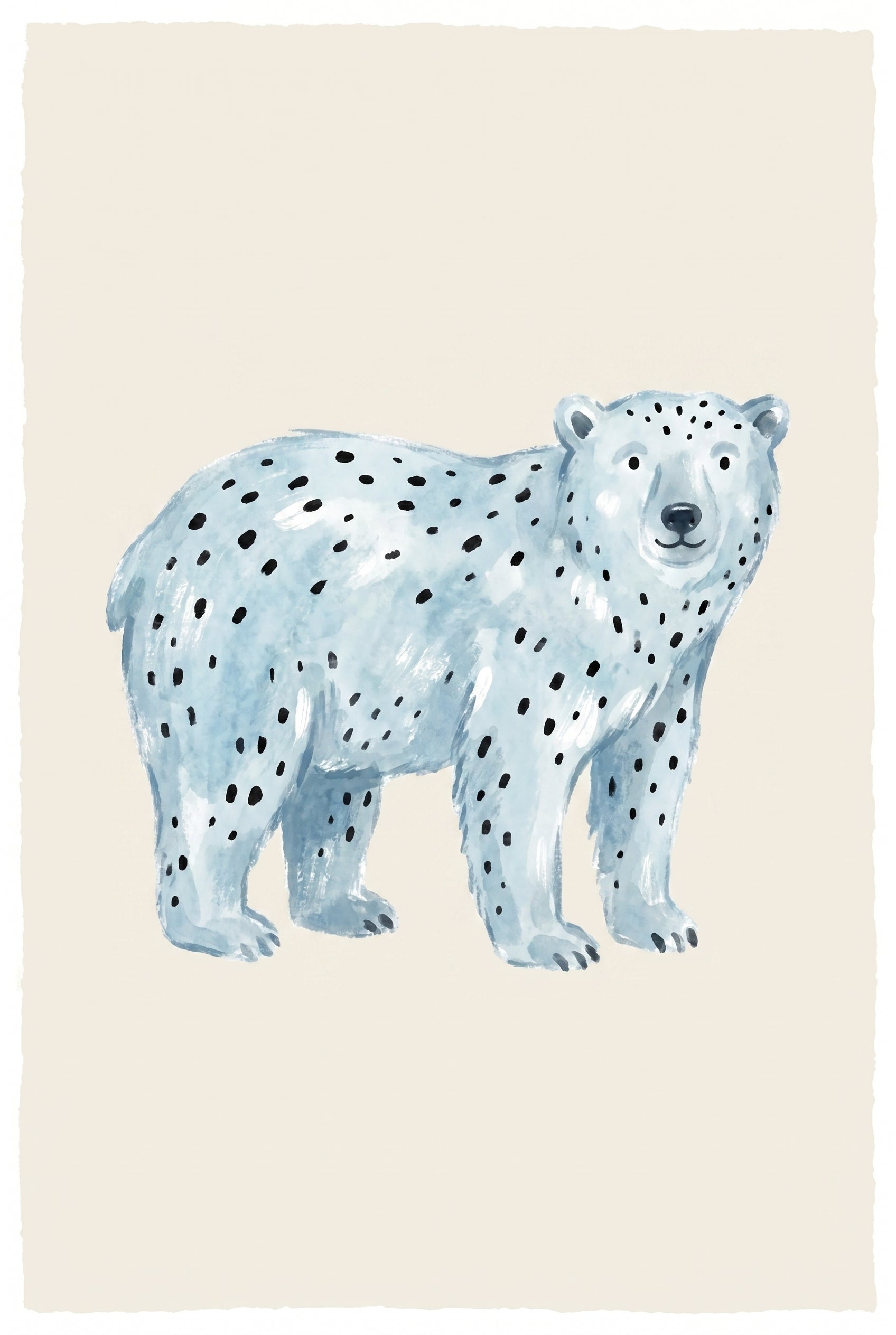 Blue Spotted Polar Bear Wall Art - Blue Speckled Bear