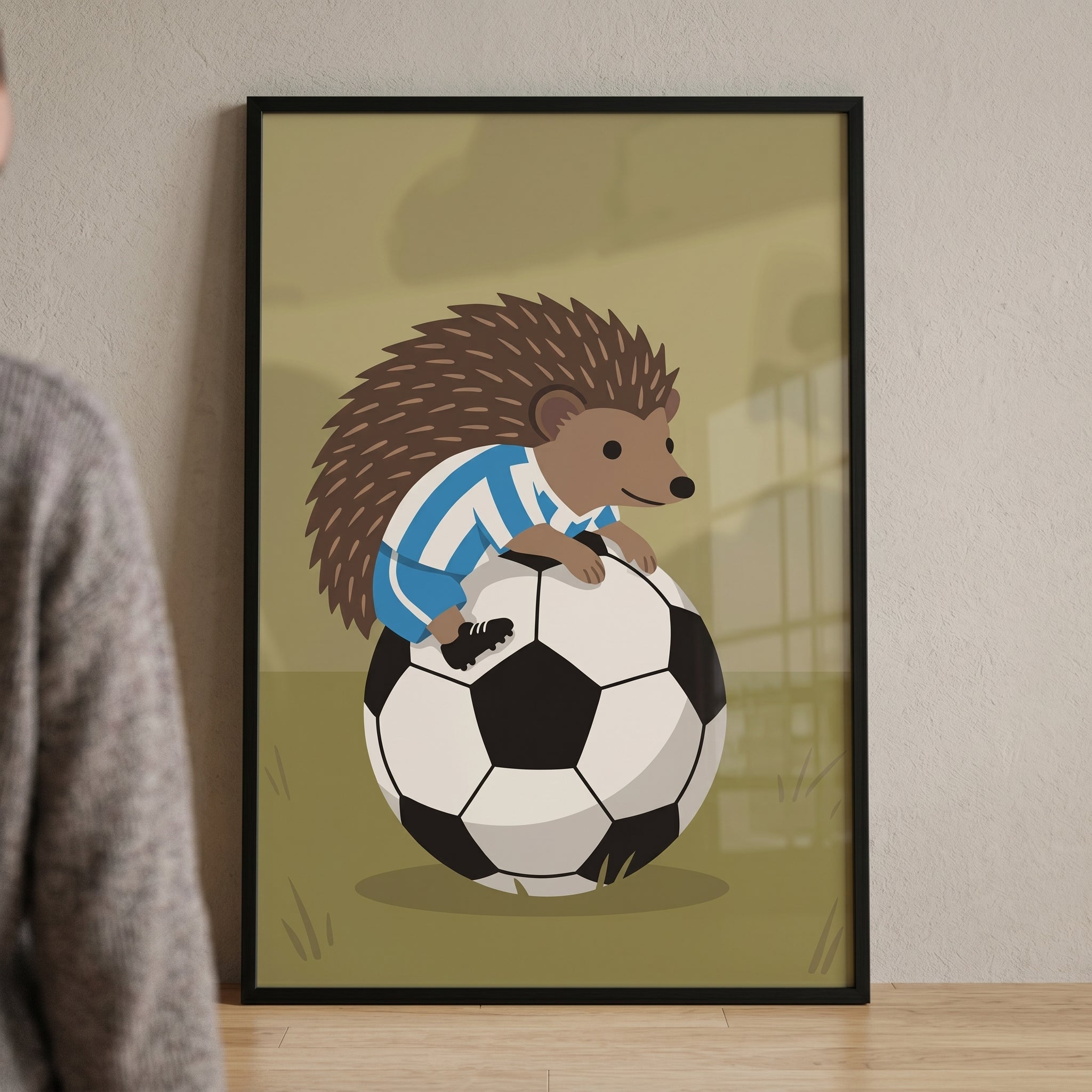 Blue Striped Jersey Hedgehog Wall Art - Sporty Spiky Friend