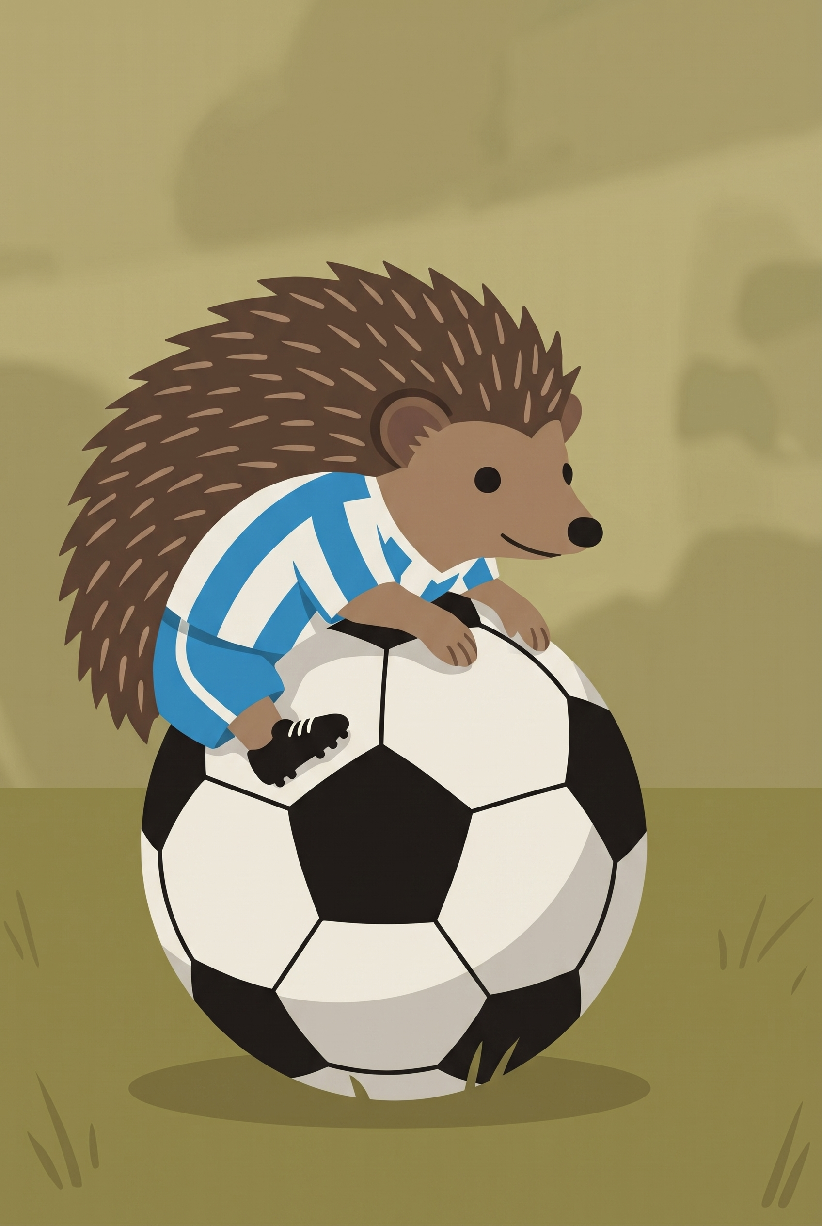 Blue Striped Jersey Hedgehog Wall Art - Sporty Spiky Friend
