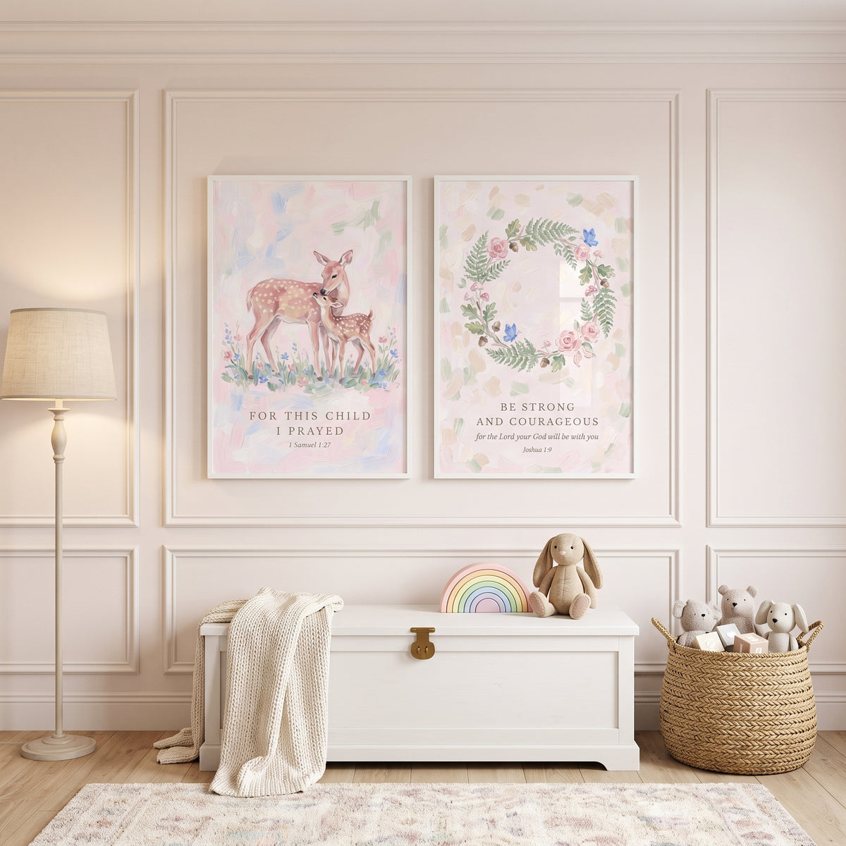 Blush Floral Scripture Quote Bible Wall Art Set of 2 - Sacred Woodland Prints