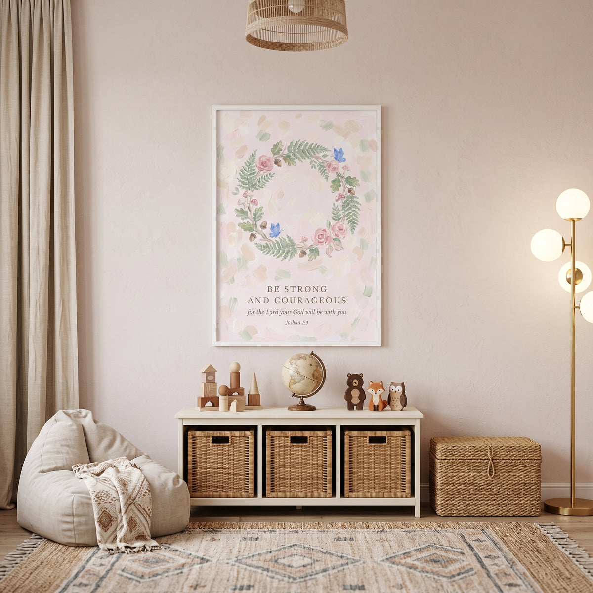 Blush Pink Botanical Wreath Bible Artwork - Pastel Faith Wreath