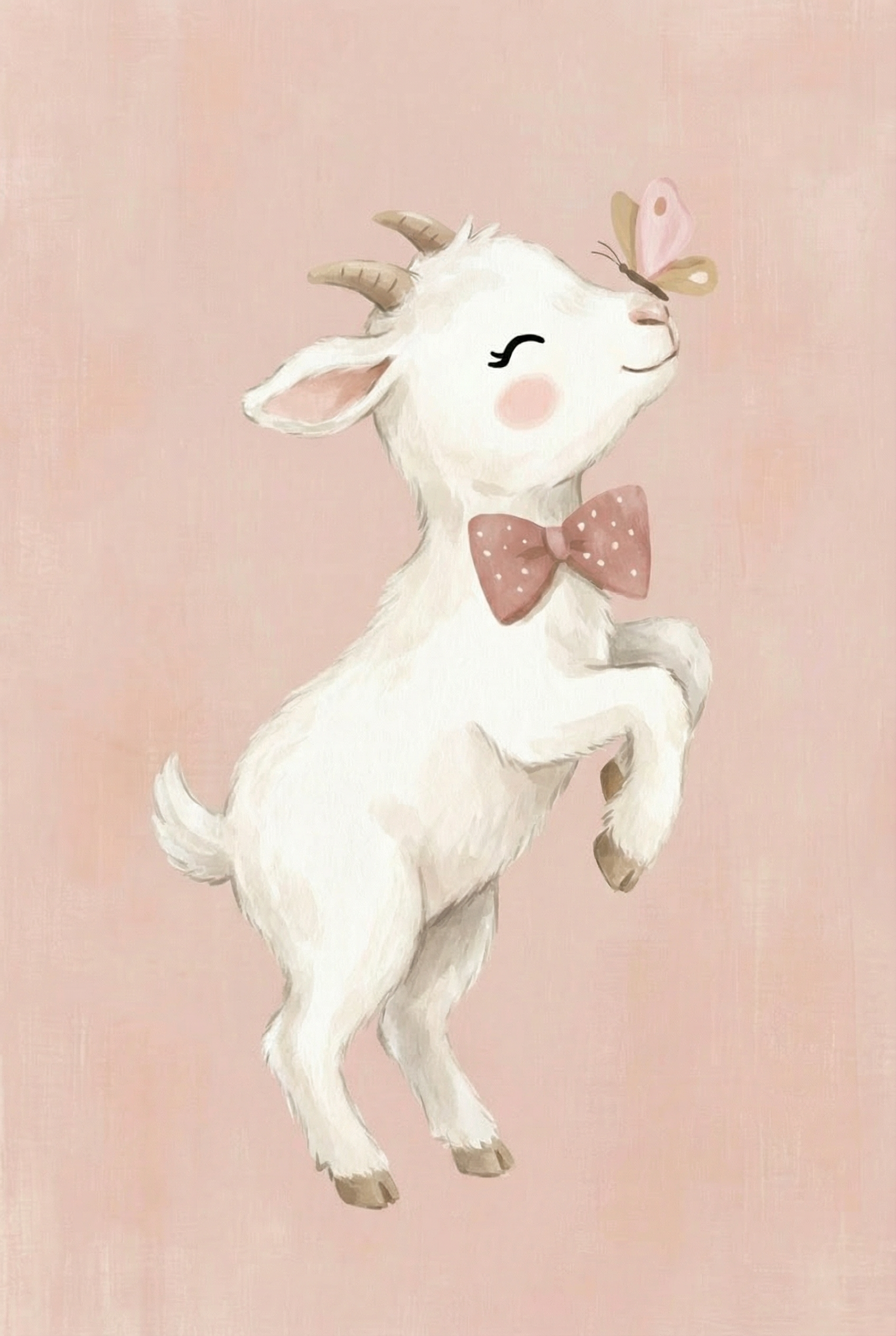 Blush Pink Bow Goat Wall Art - Dapper Baby Goat