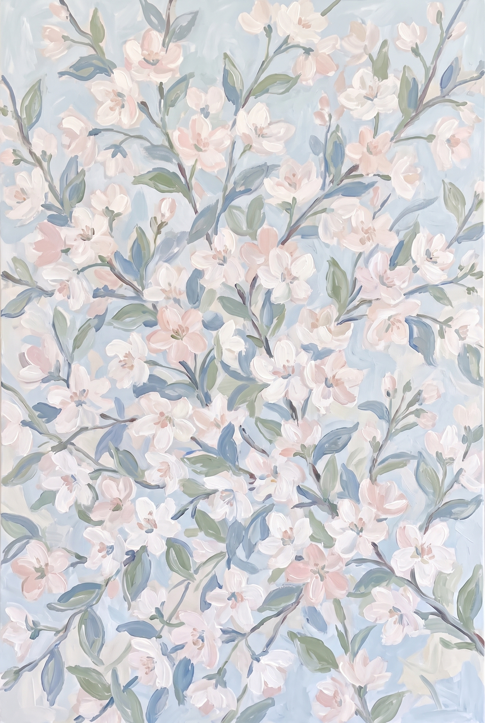 Blush Pink Cherry Blossom Floral Wall Art - Pastel Spring Blooms