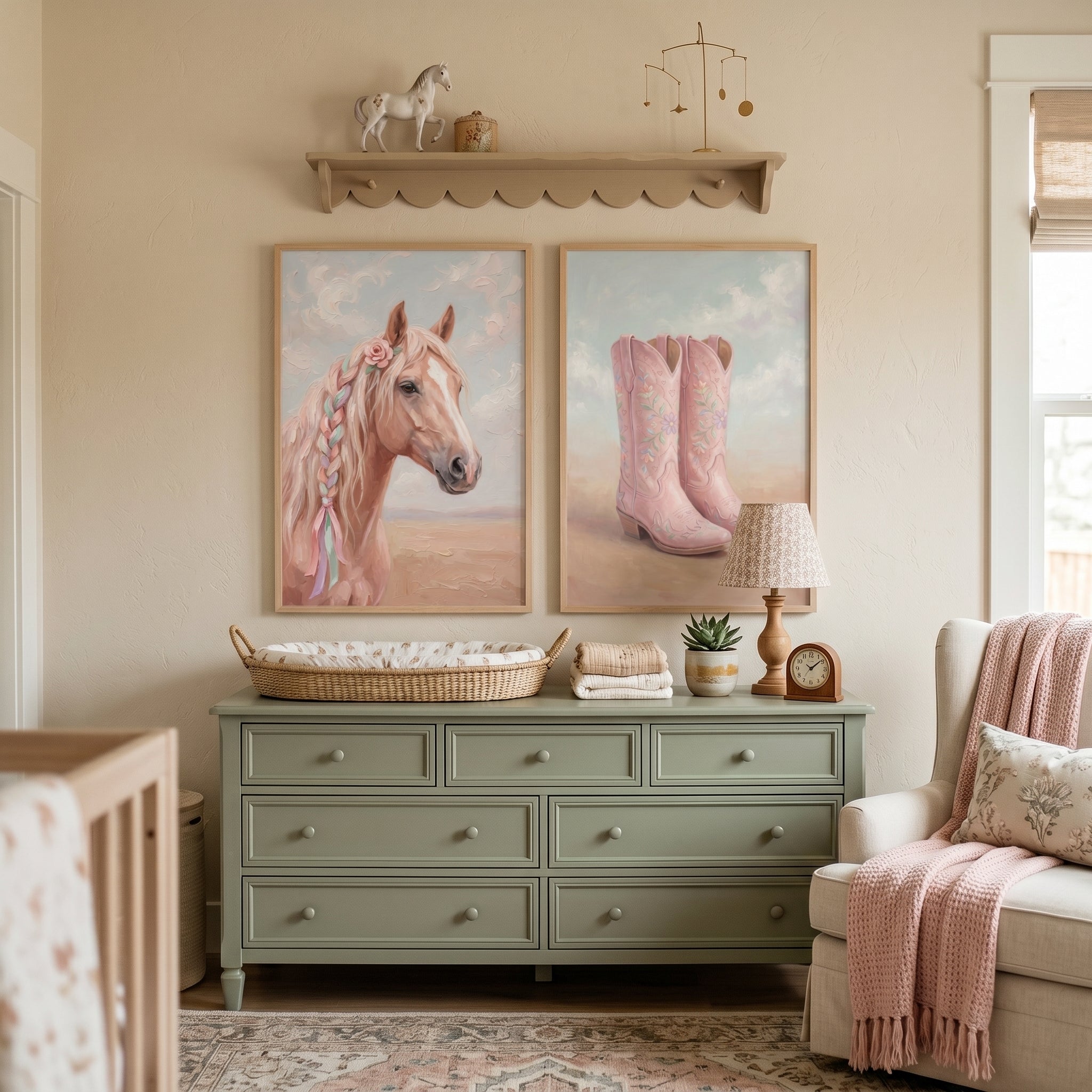 Blush Pink Western Wall Art Set of 2 - Blush Western Dreams