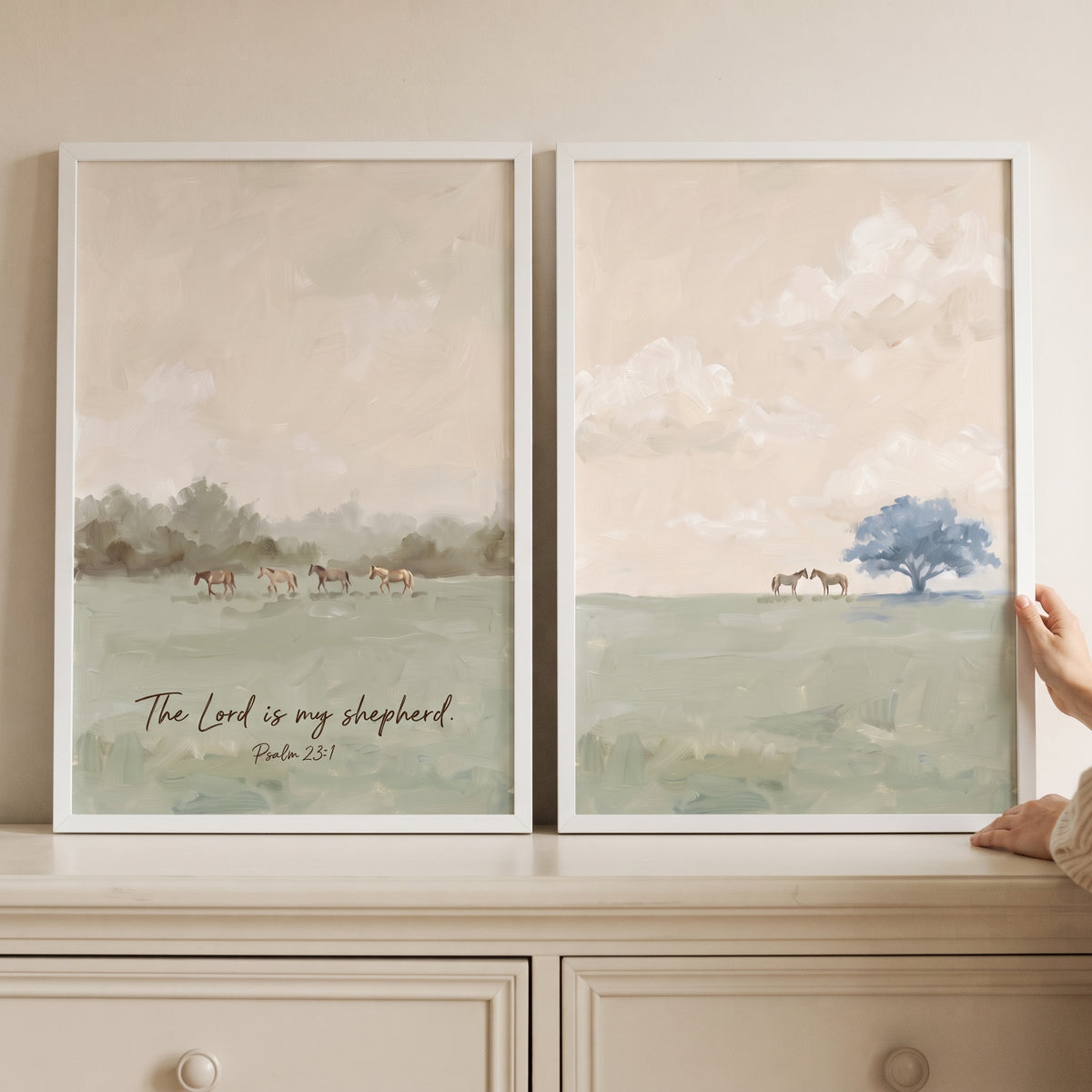 Blush Sky Meadow Horse Wall Art Set Of 2 - Sacred Meadow Grace