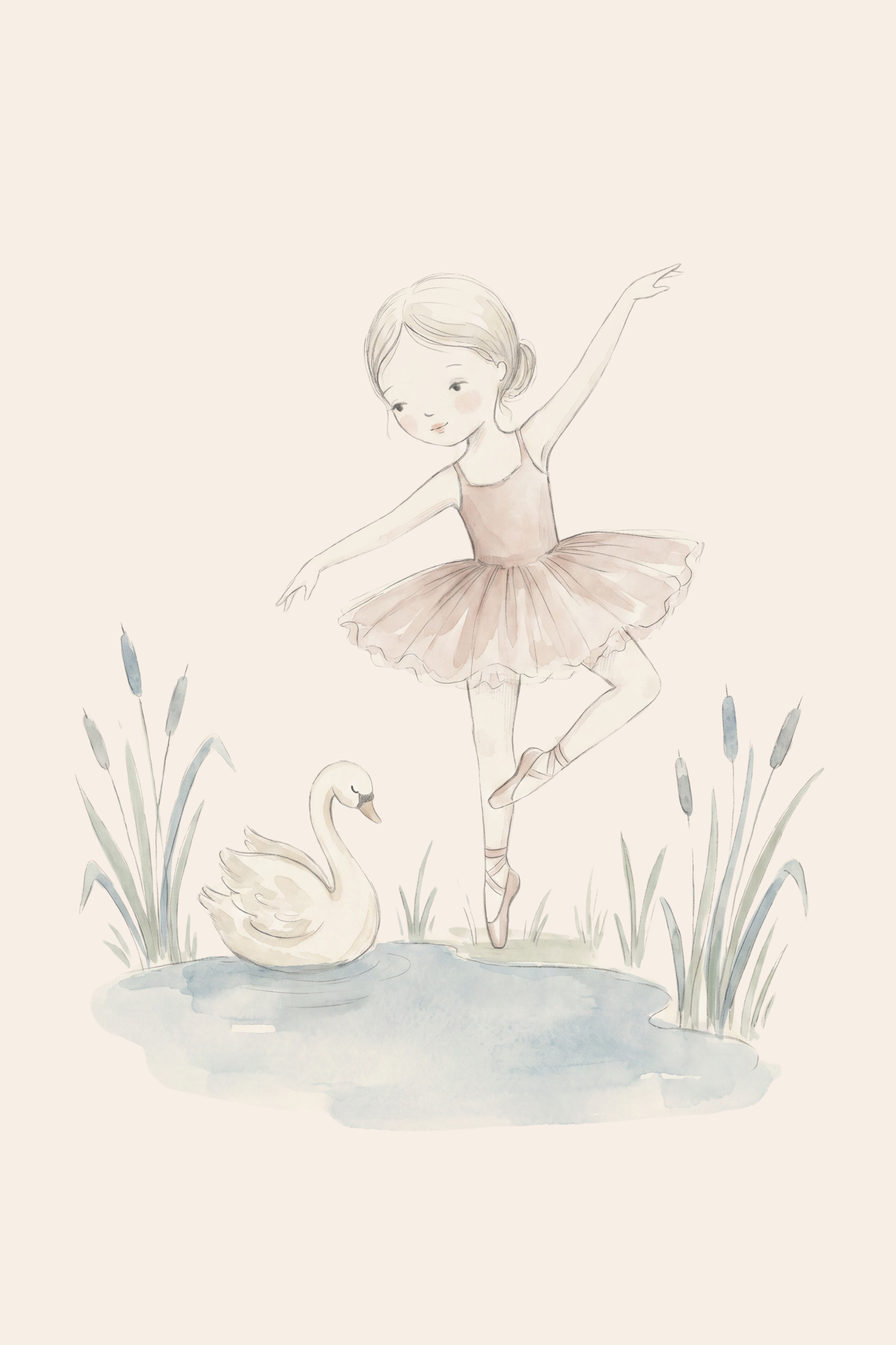 Blush Tutu Ballerina Wall Art - Graceful Swan Dance