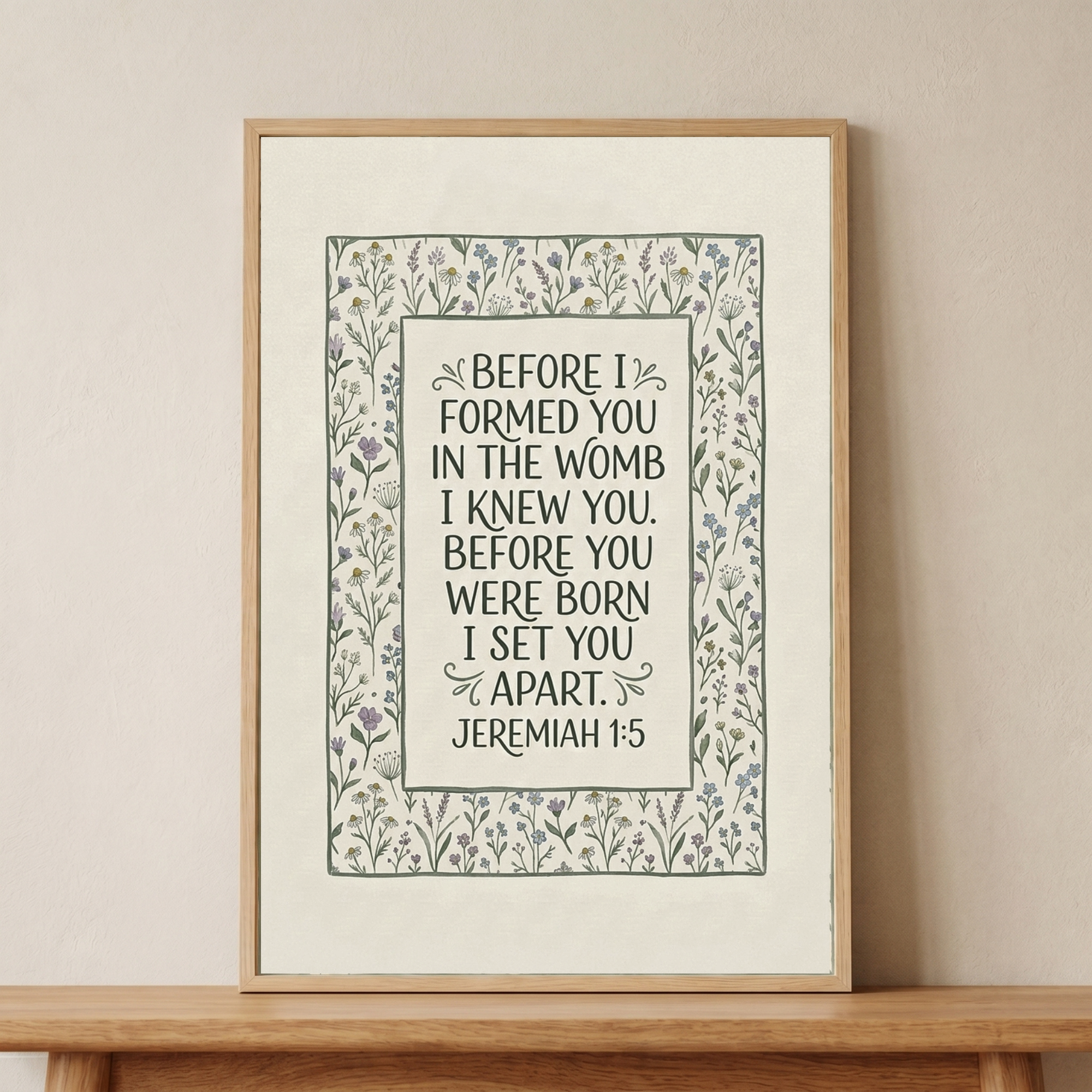 Botanical Border Bible Verse Wall Art - Known And Chosen