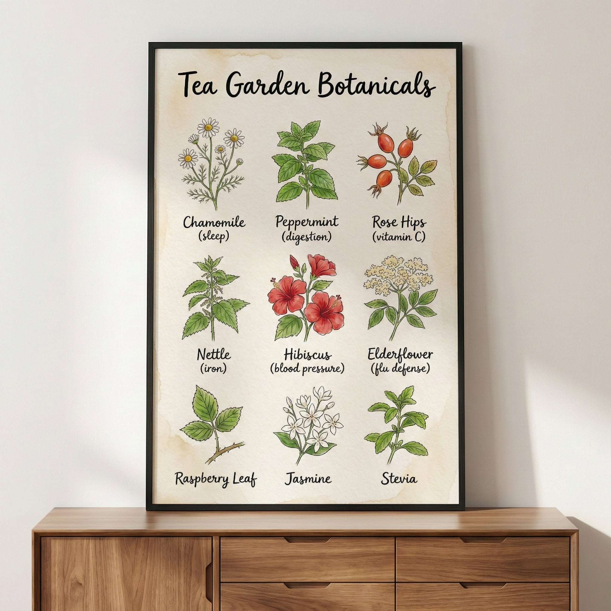 Healing Flora - Herbs Framed Wall Art for Living Room, Bedroom or Office