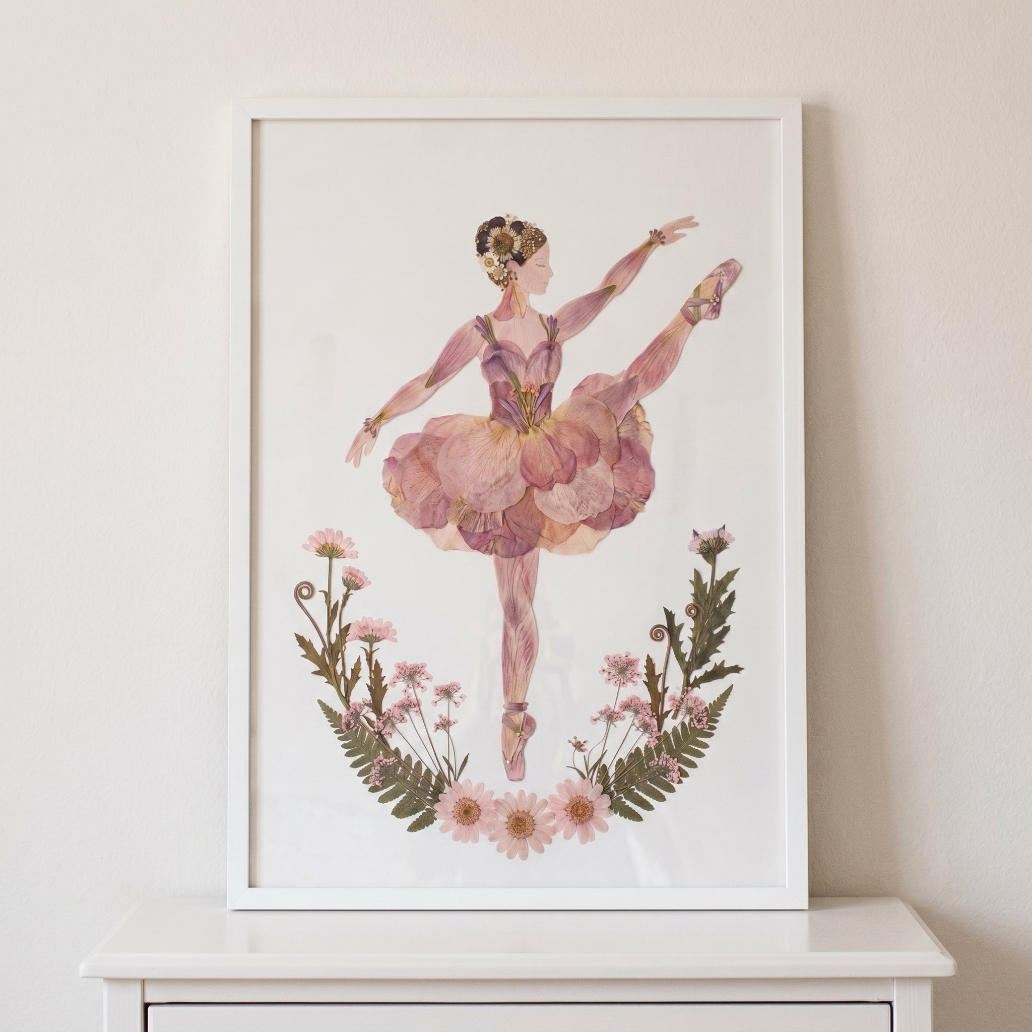Botanical Pressed Flower Ballerina Wall Art - Floral Decor