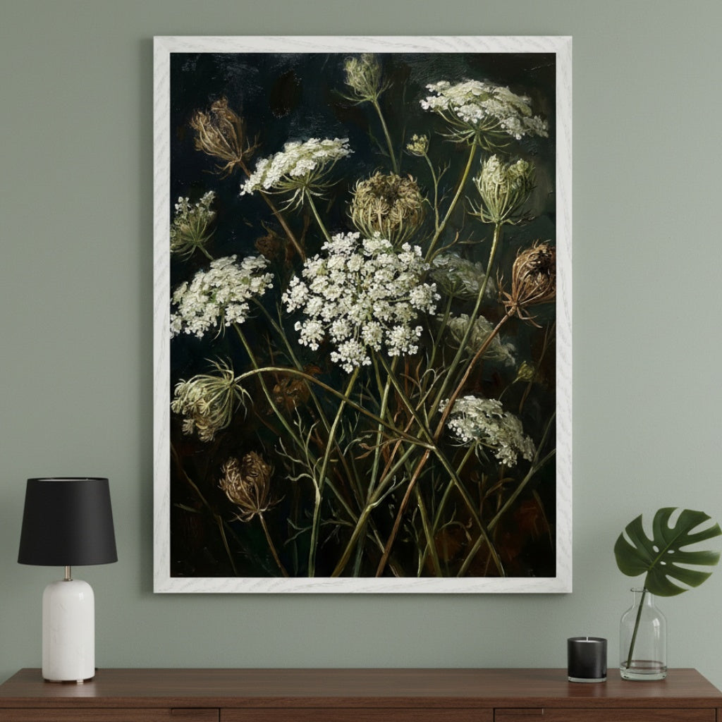 Midnight Flora - Botanical Framed Wall Art for Living Room, Bedroom or Office