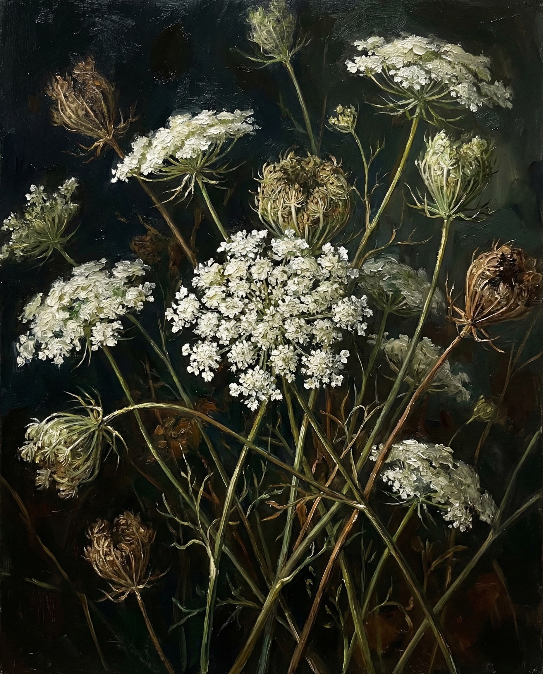 Midnight Flora - Botanical Framed Wall Art for Living Room, Bedroom or Office