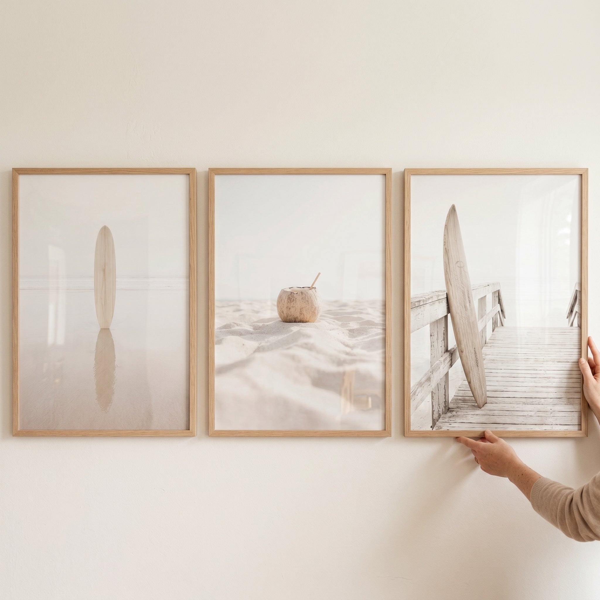 Bright Neutral Landscape Beach Wall Art Set Of 3 - Sandy Shore Trio