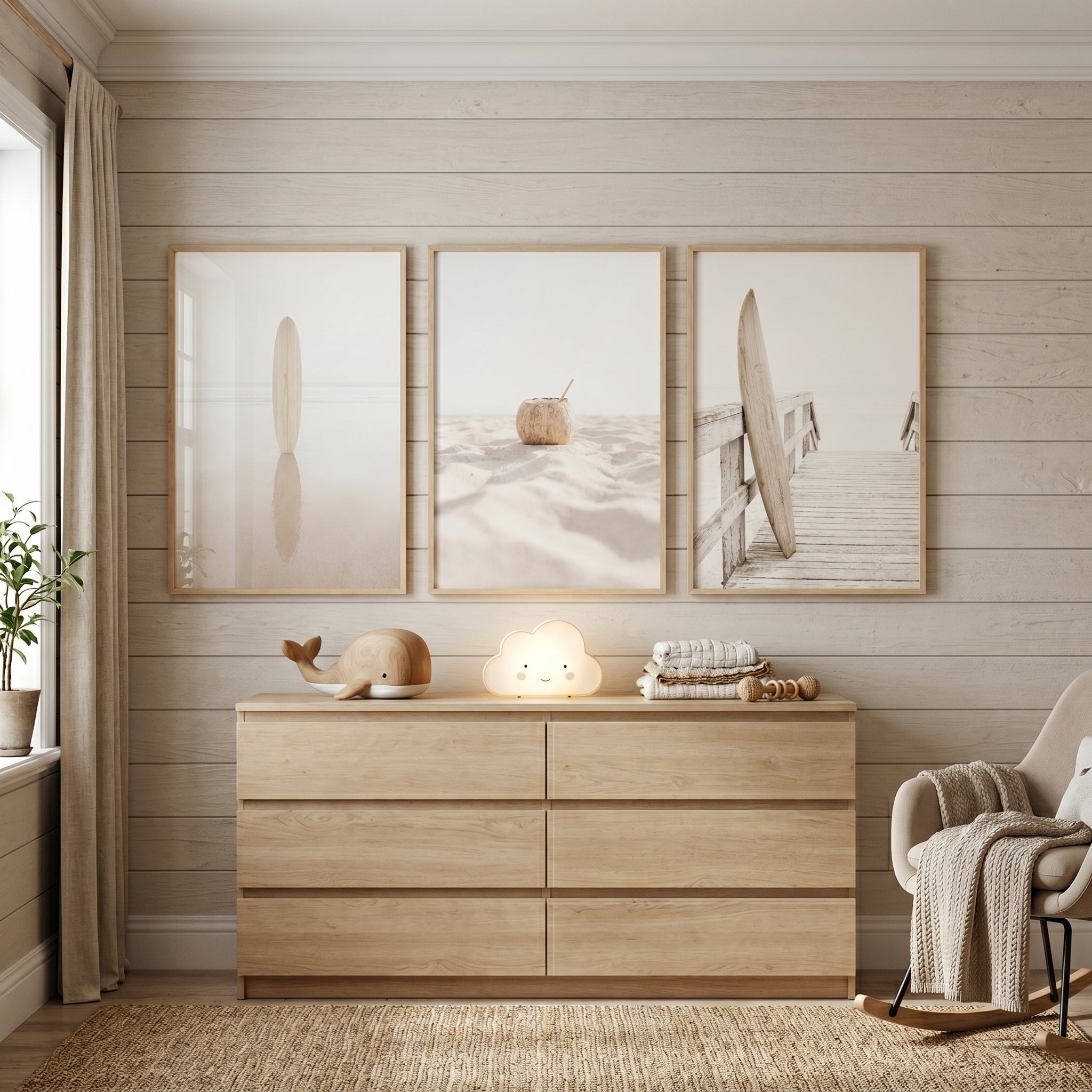 Bright Neutral Landscape Beach Wall Art Set Of 3 - Sandy Shore Trio