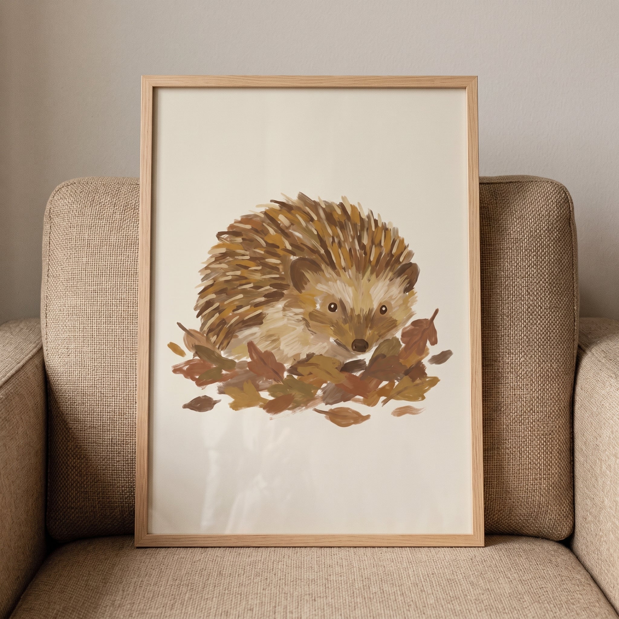 Brown Autumn Leaves Hedgehog Wall Art - Autumn Leaf Hider