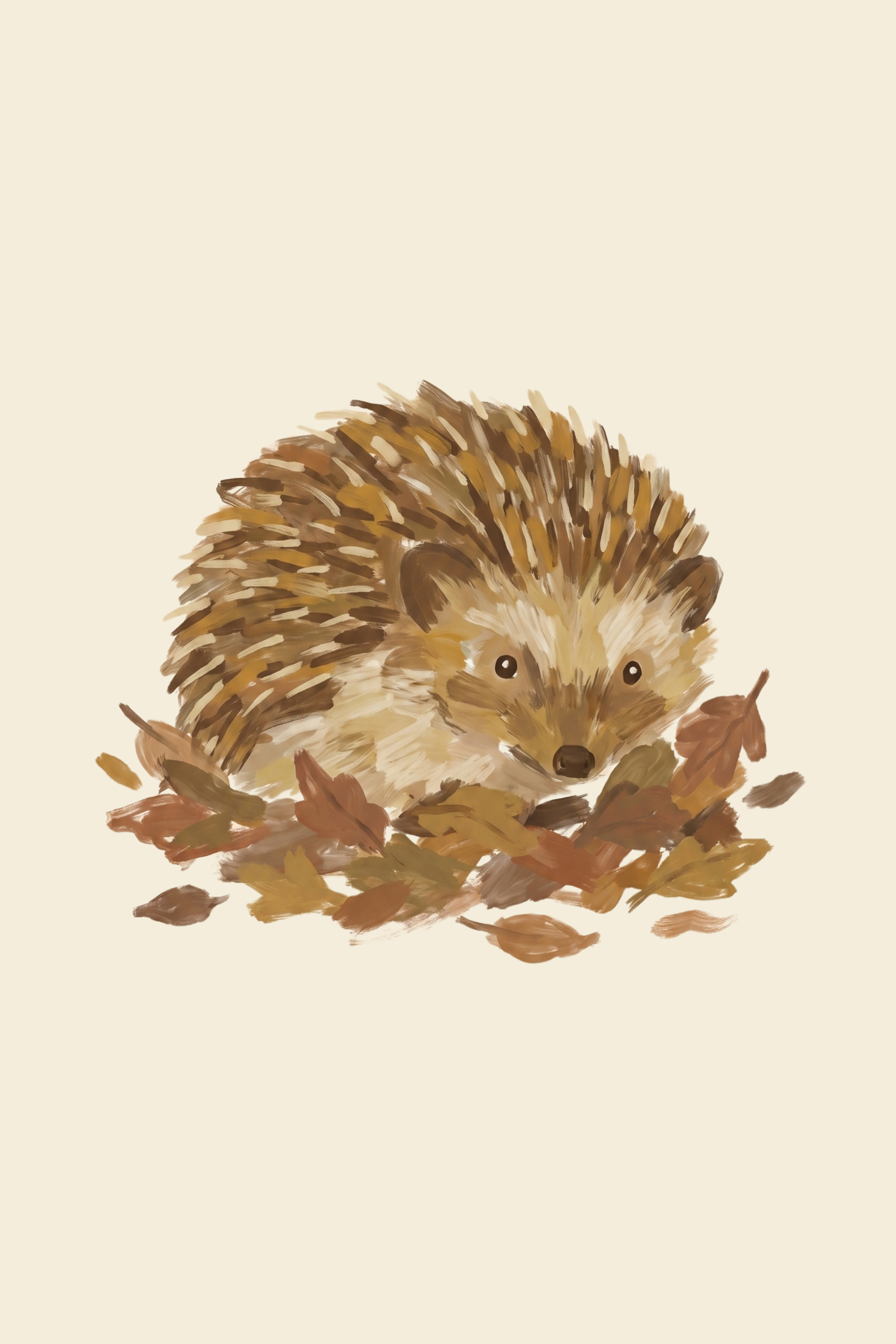 Brown Autumn Leaves Hedgehog Wall Art - Autumn Leaf Hider