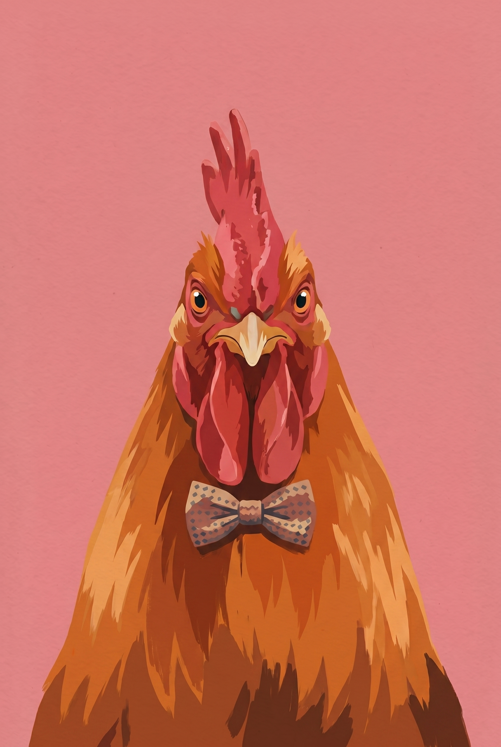 Brown Bow Tie Rooster Wall Art - Dapper Rooster Style