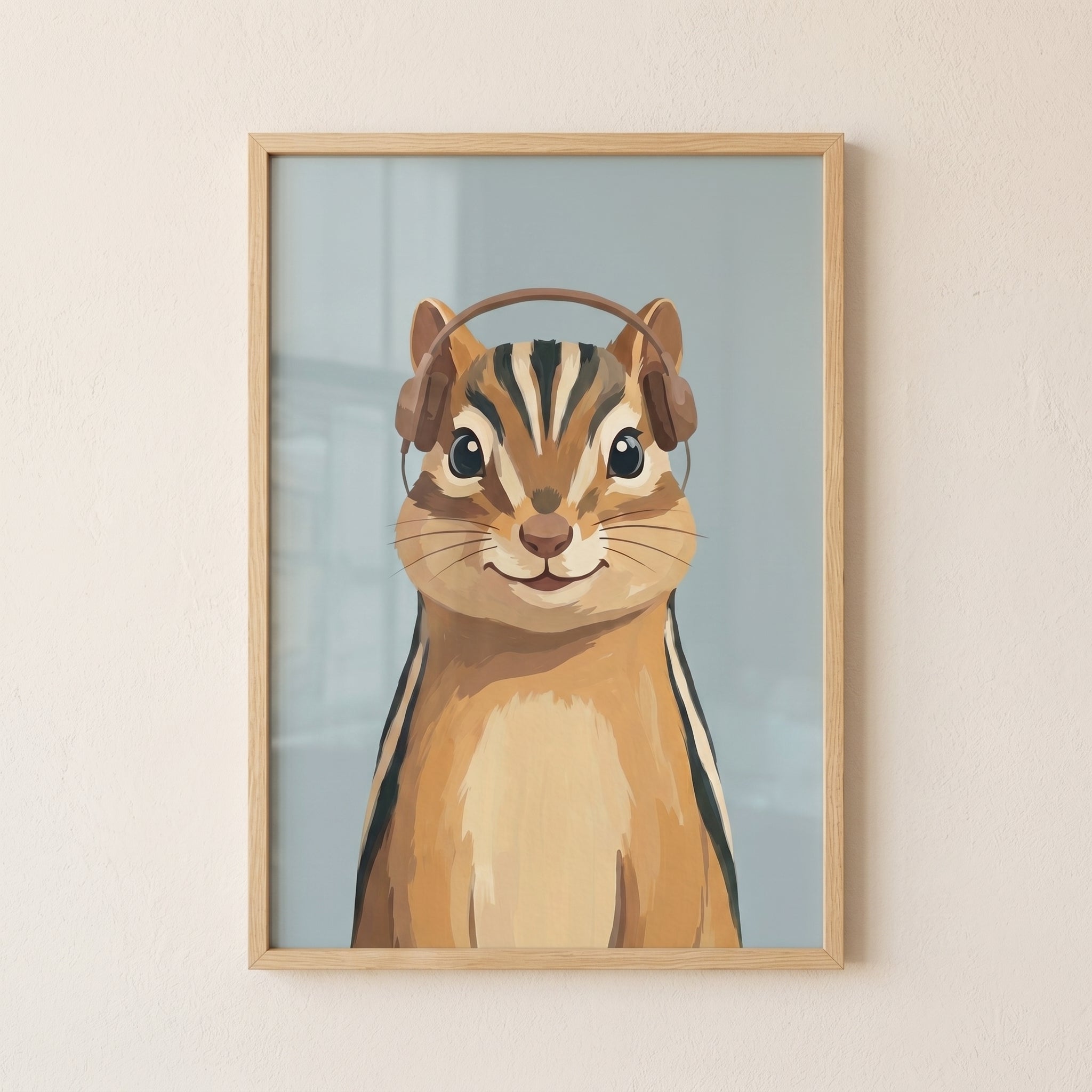 Brown Headphone Chipmunk Wall Art - Groovy Chipmunk Beats
