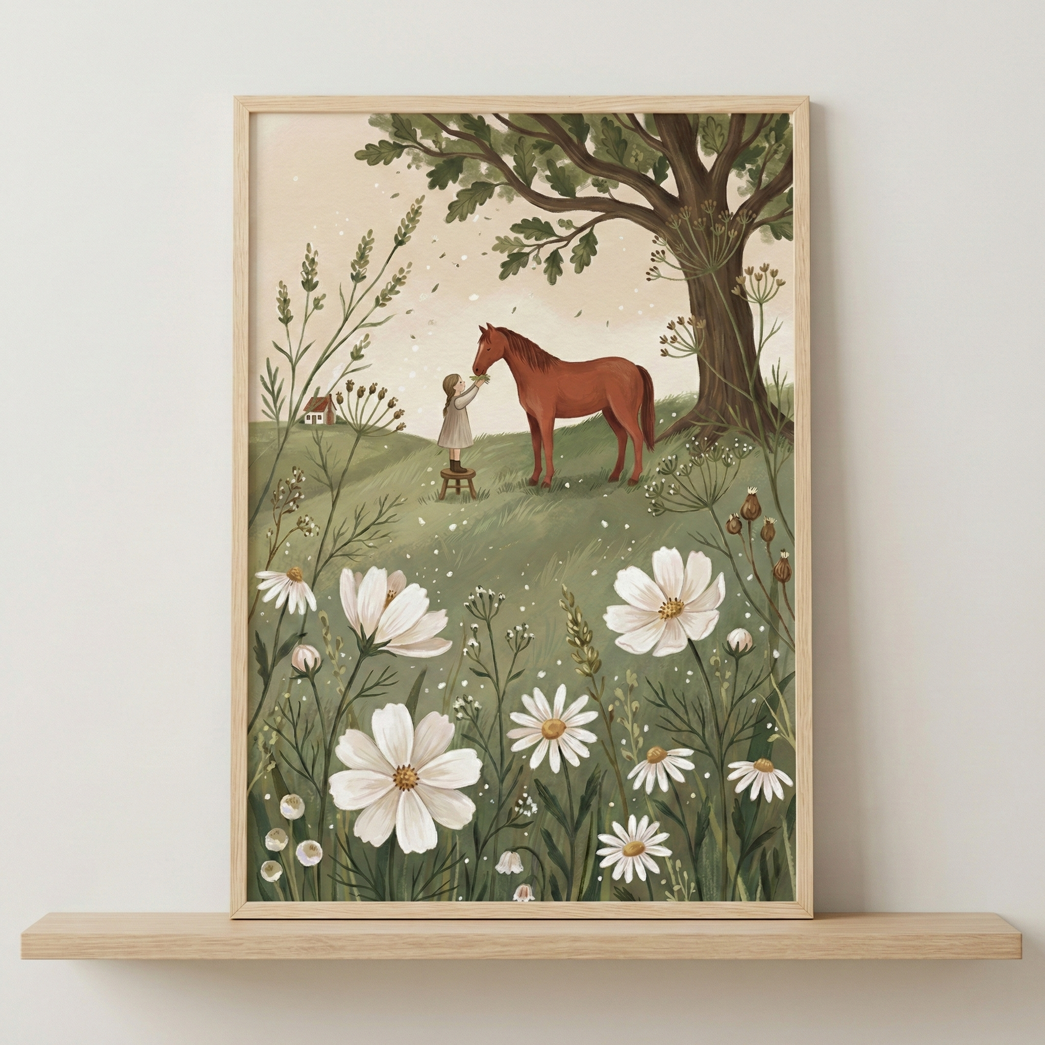 Brown Horse Playroom Wall Art - Gentle Meadow Friend