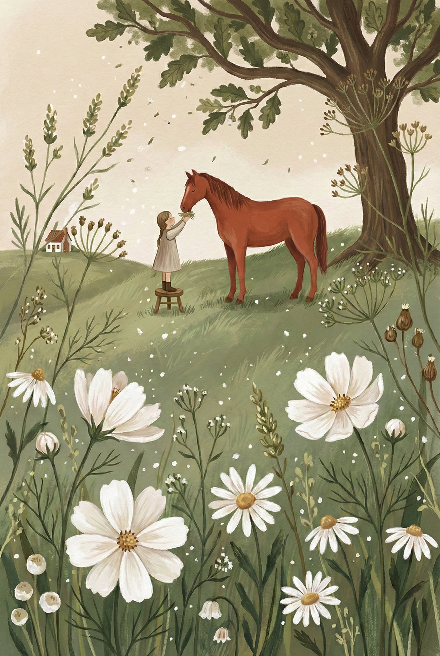 Brown Horse Playroom Wall Art - Gentle Meadow Friend