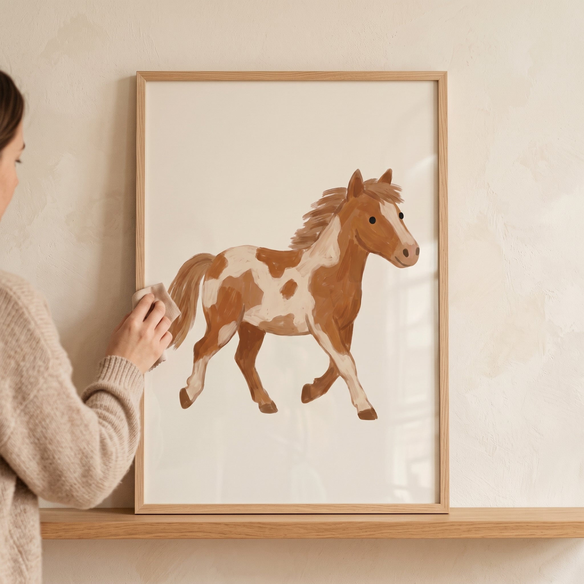 Brown White Spotted Pony Wall Art - Little Spotted Pony
