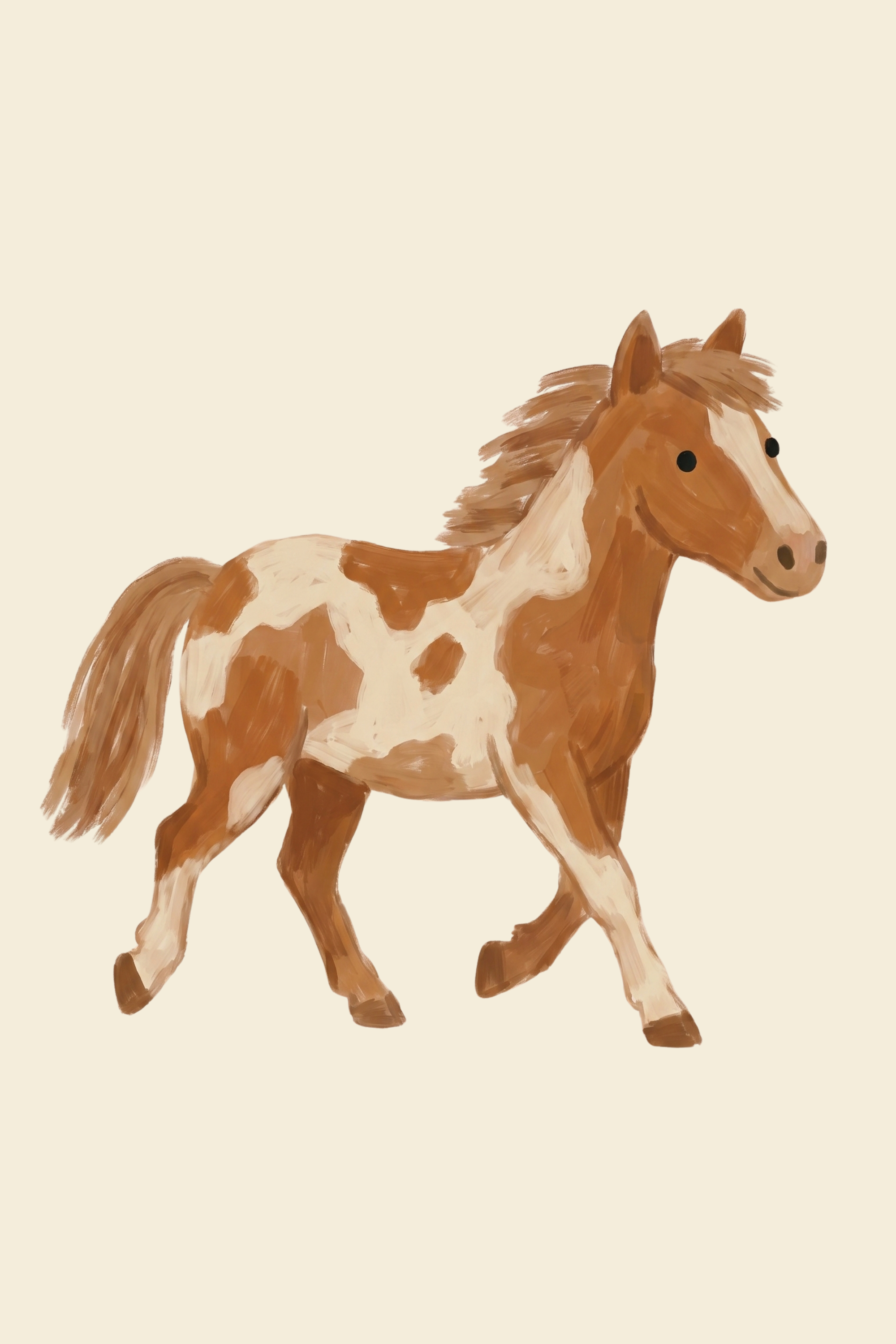 Brown White Spotted Pony Wall Art - Little Spotted Pony