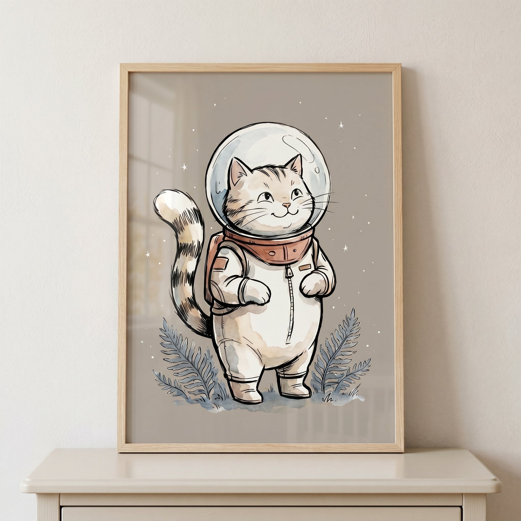 Bubble Helmet Astronaut Cat Wall Art - Cosmic Kitty Explorer