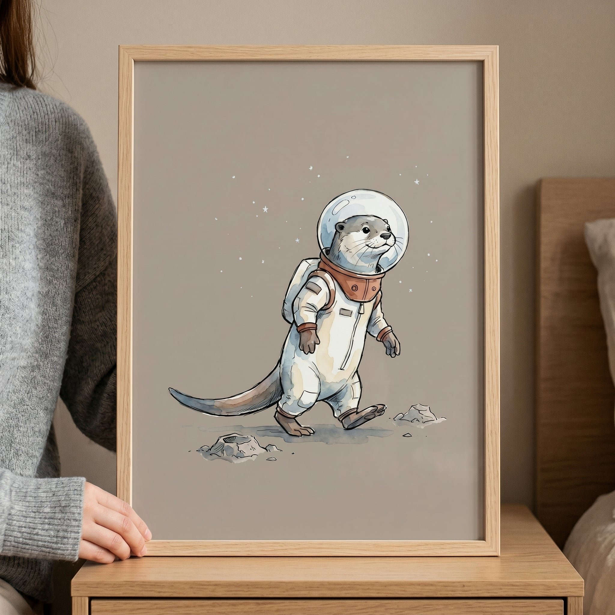 Bubble Helmet Astronaut Otter Wall Art - Cosmic Otter Explorer