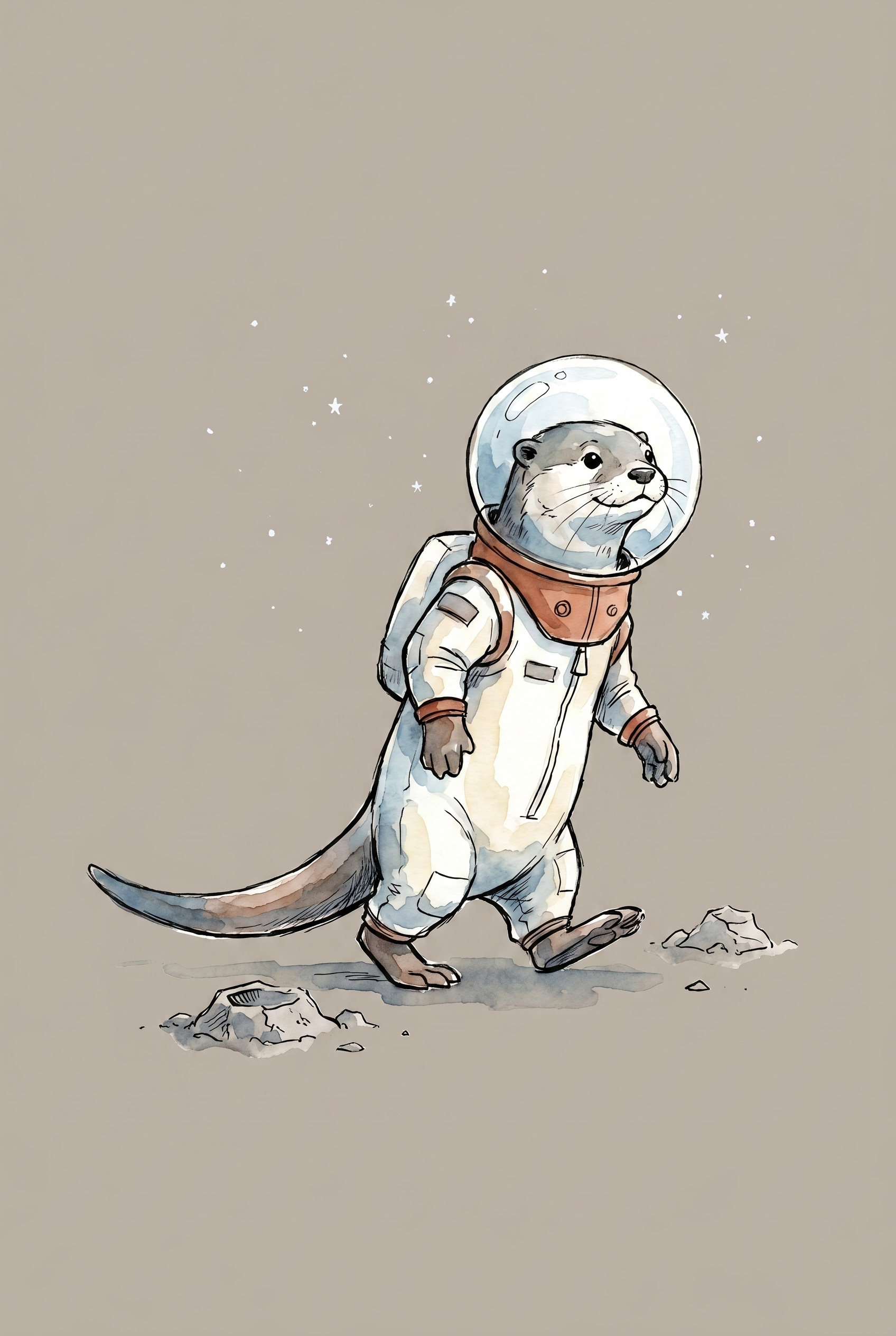 Bubble Helmet Astronaut Otter Wall Art - Cosmic Otter Explorer
