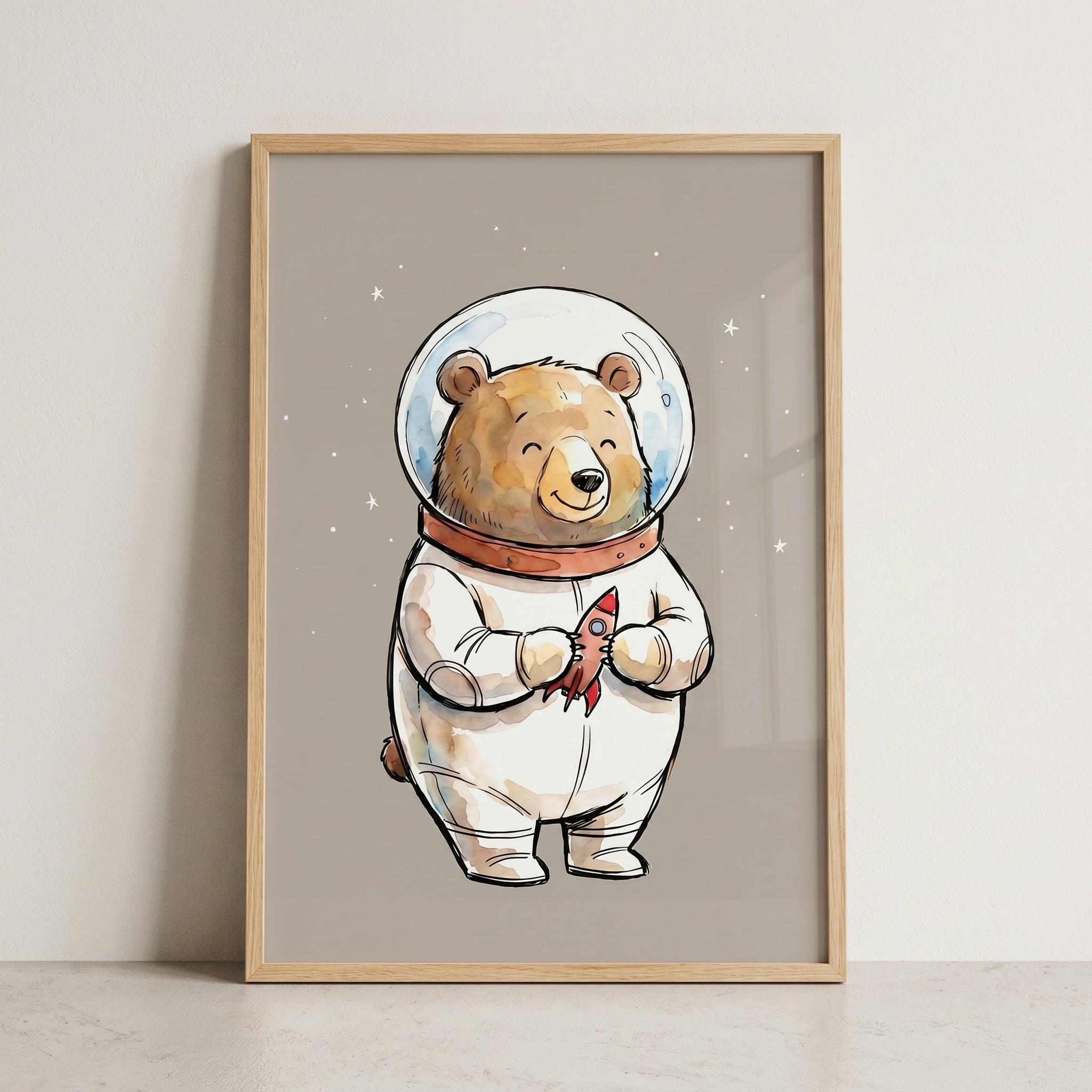 Bubble Helmet Space Bear Wall Art - Stellar Bear Explorer