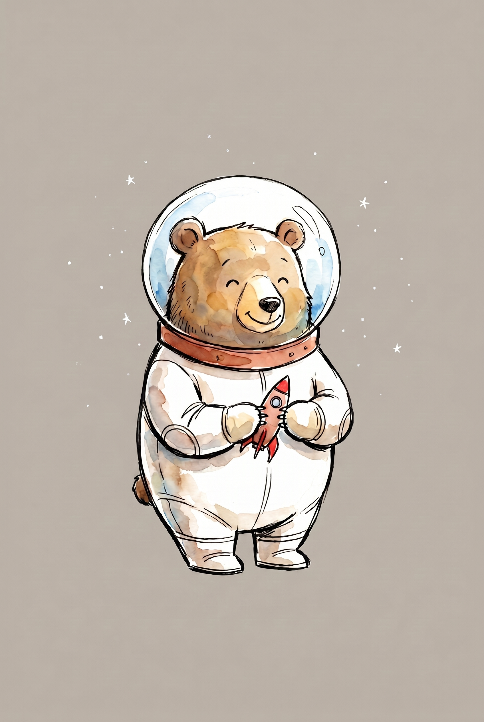 Bubble Helmet Space Bear Wall Art - Stellar Bear Explorer