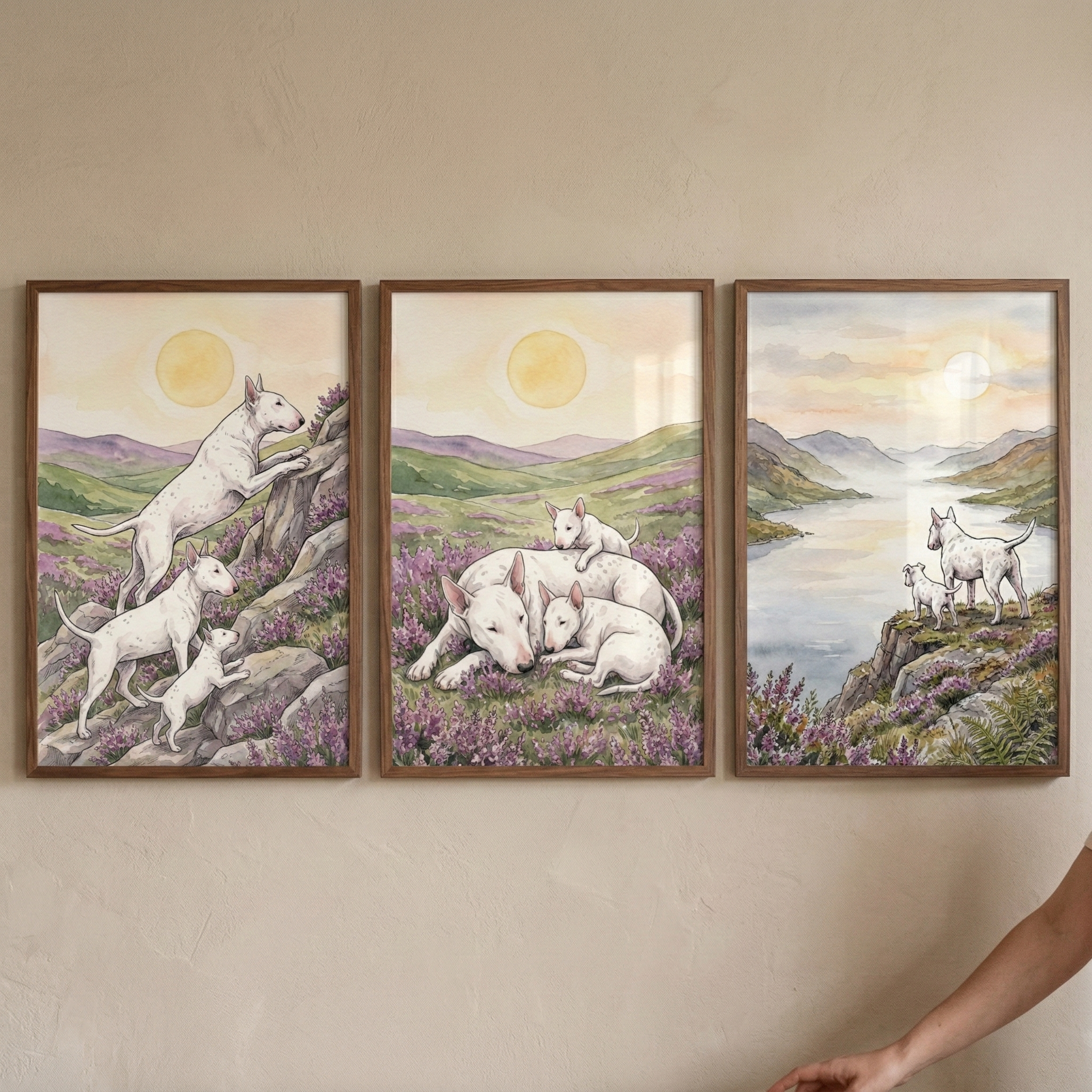 Bull Terrier Wall Art Set of 3 - Bull Terrier Family