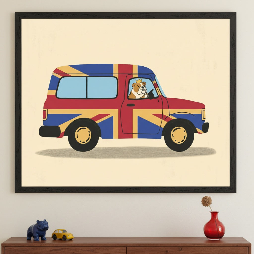 British Bulldog Bliss - Bulldog Framed Wall Art for Nursery, Playroom or Kids Bedrooms