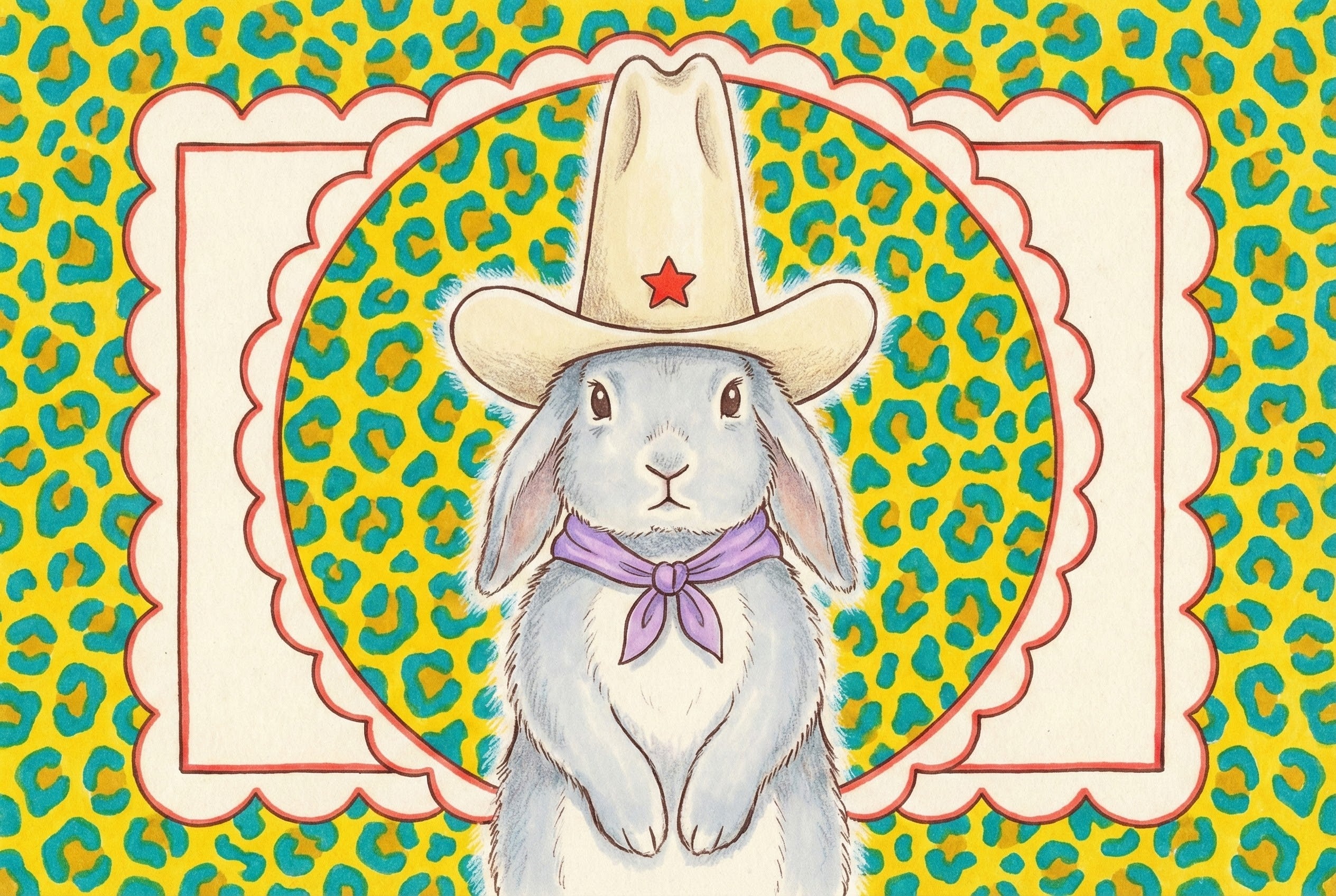 Sheriff Hoppalong - Rabbit Framed Wall Art for Nursery, Playroom or Kids Bedrooms