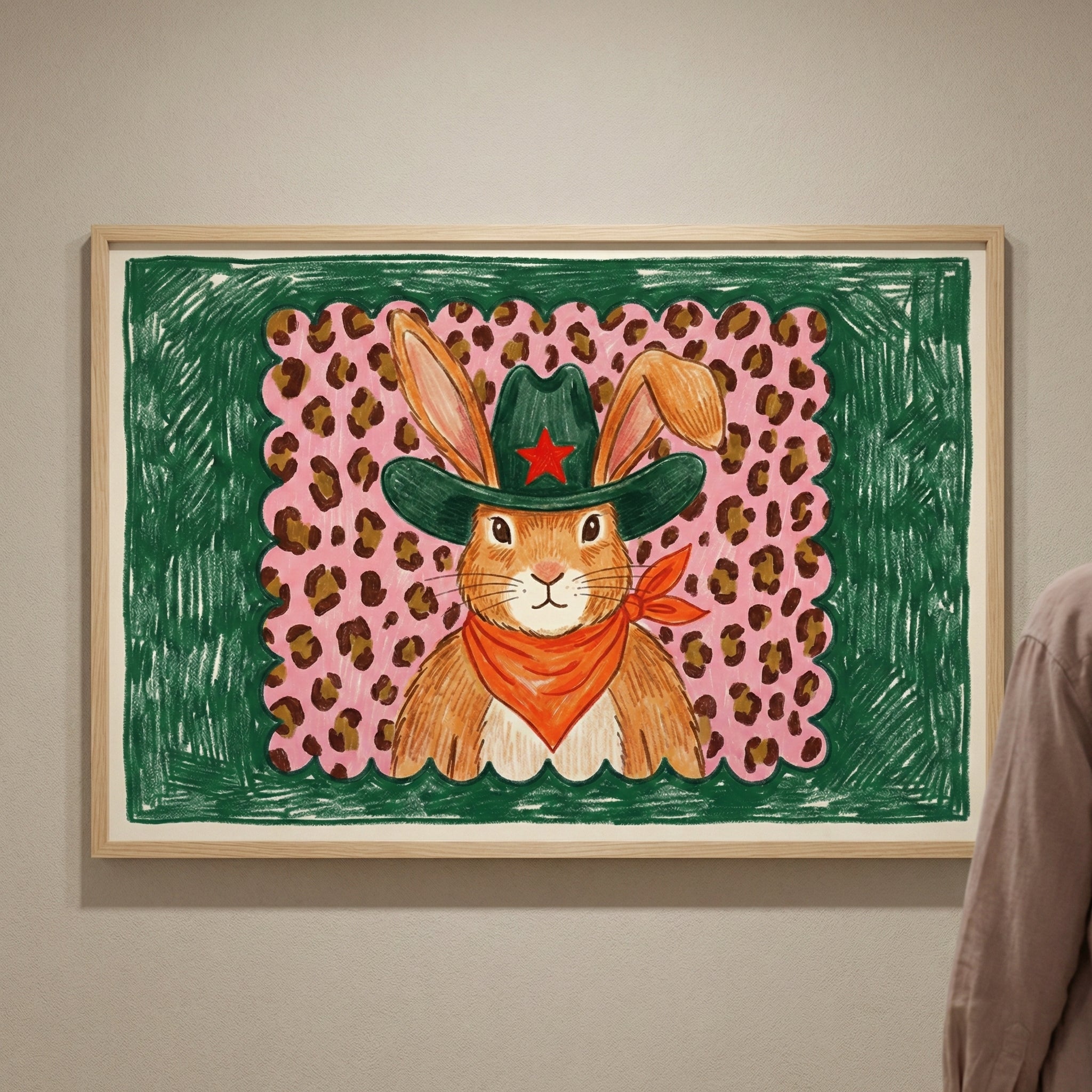 Buckaroo Bunny - Bunny Framed Wall Art for Nursery, Playroom or Kids Bedrooms