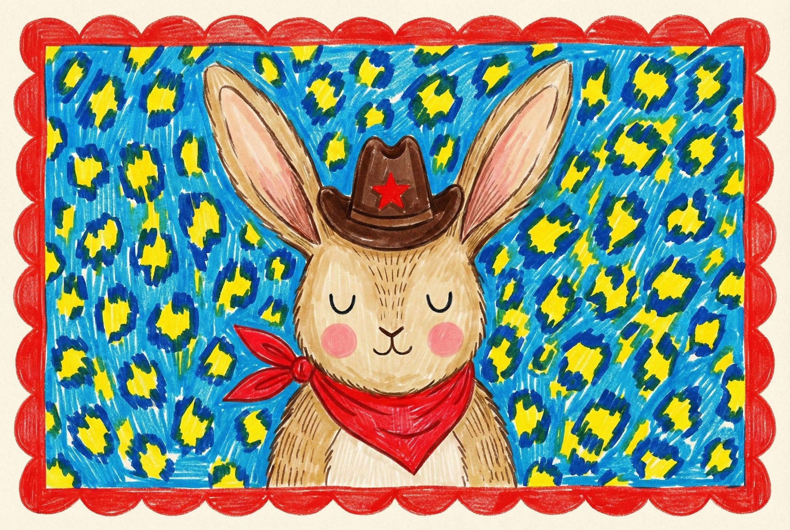 Sheriff Hare - Rabbit Framed Wall Art for Nursery, Playroom or Kids Bedrooms