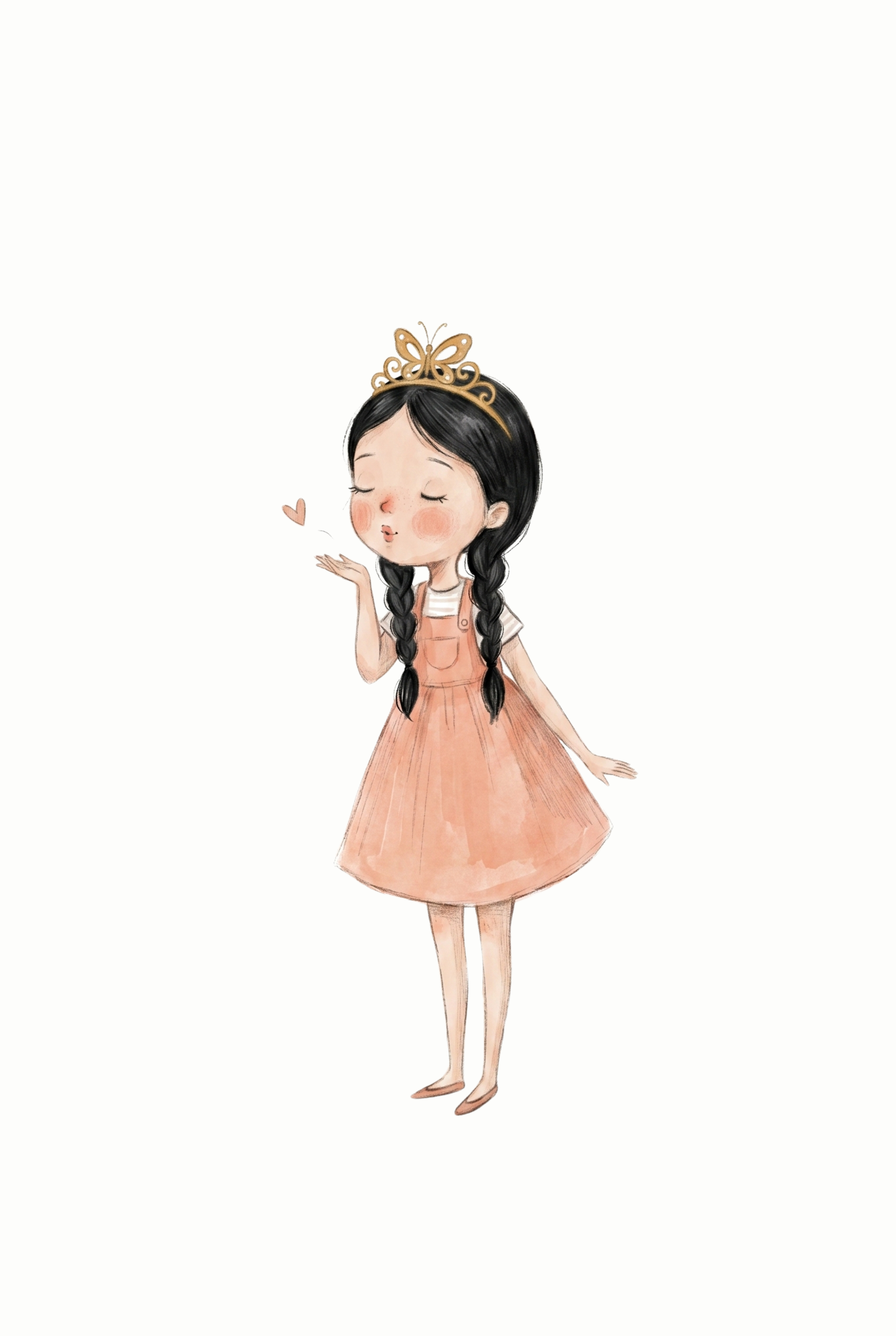 Butterfly Tiara Braided Girl Artwork - Sweet Heart Wishes