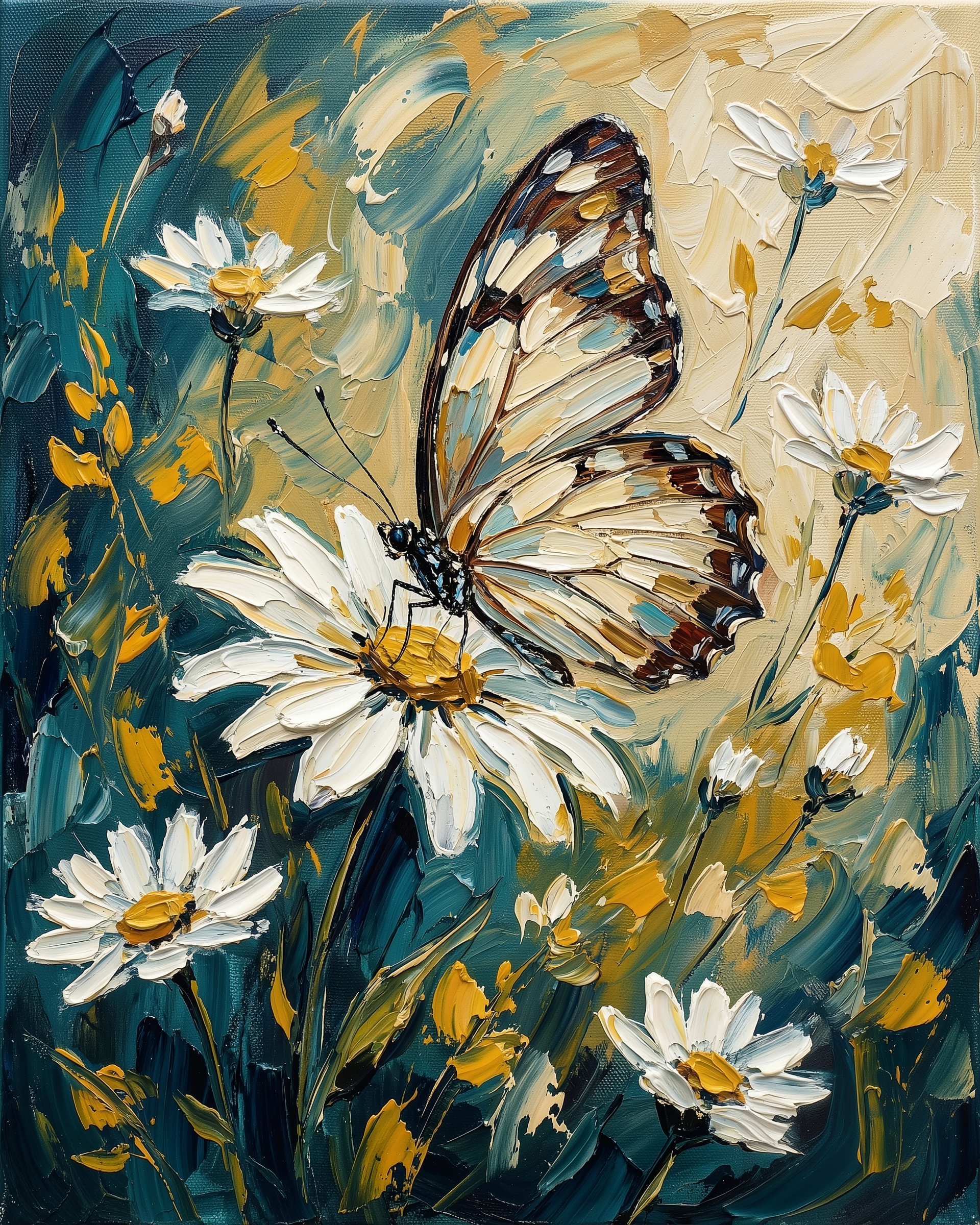 Daisy Whisper - Butterfly Framed Wall Art for Living Room, Bedroom or Office