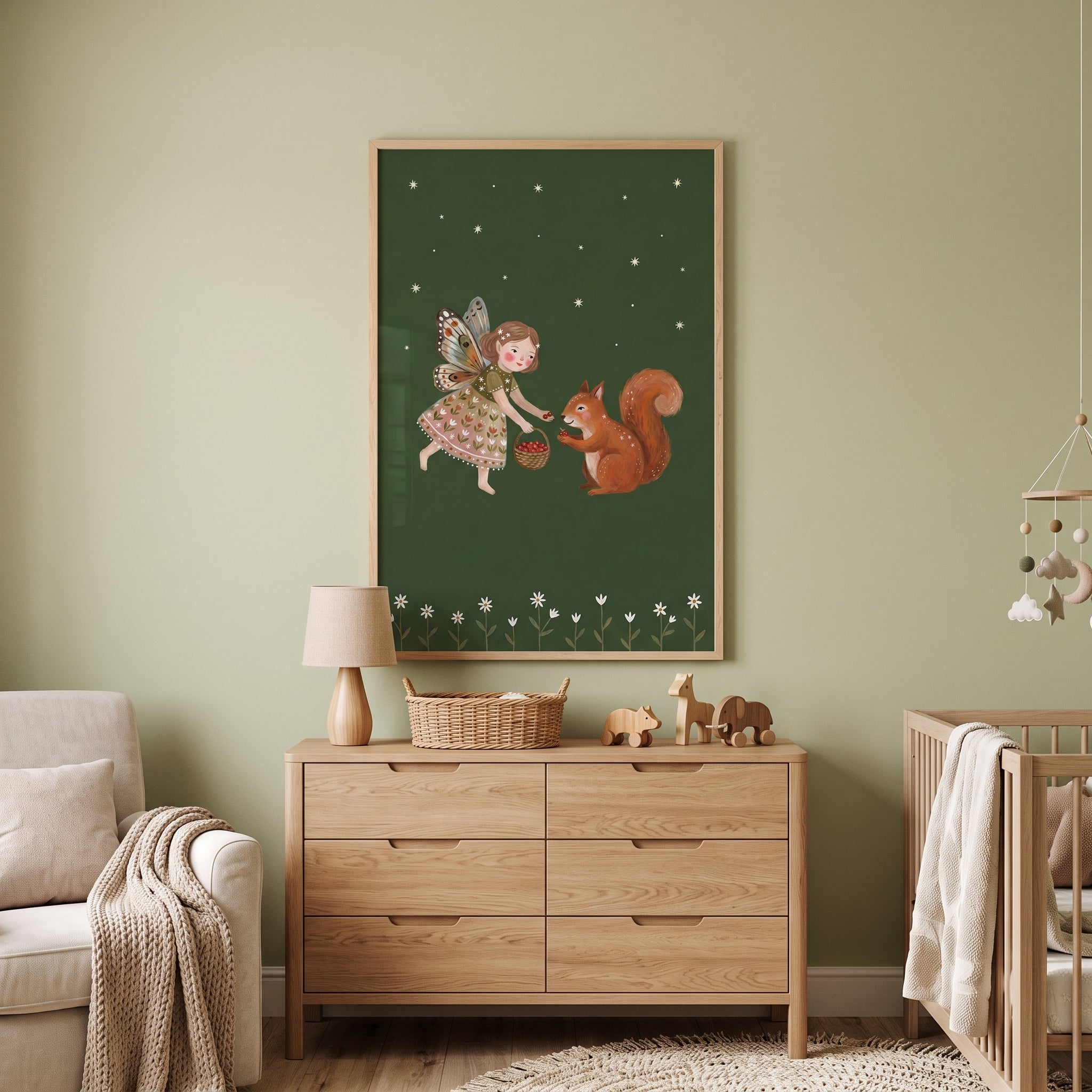 Butterfly Wing Squirrel Fairies Wall Art - Forest Fairy Treats