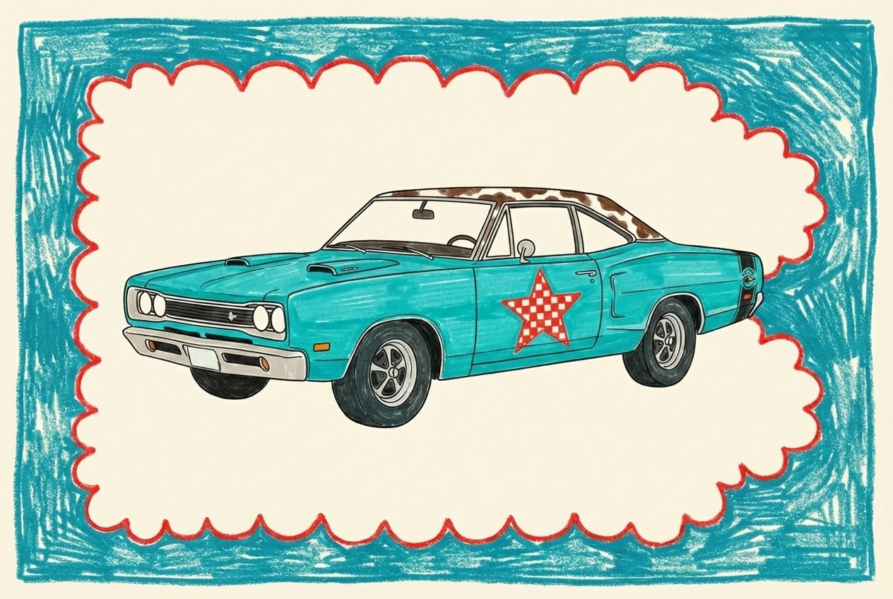 Aqua Dream Drive - Car Framed Wall Art for Nursery, Playroom or Kids Bedrooms