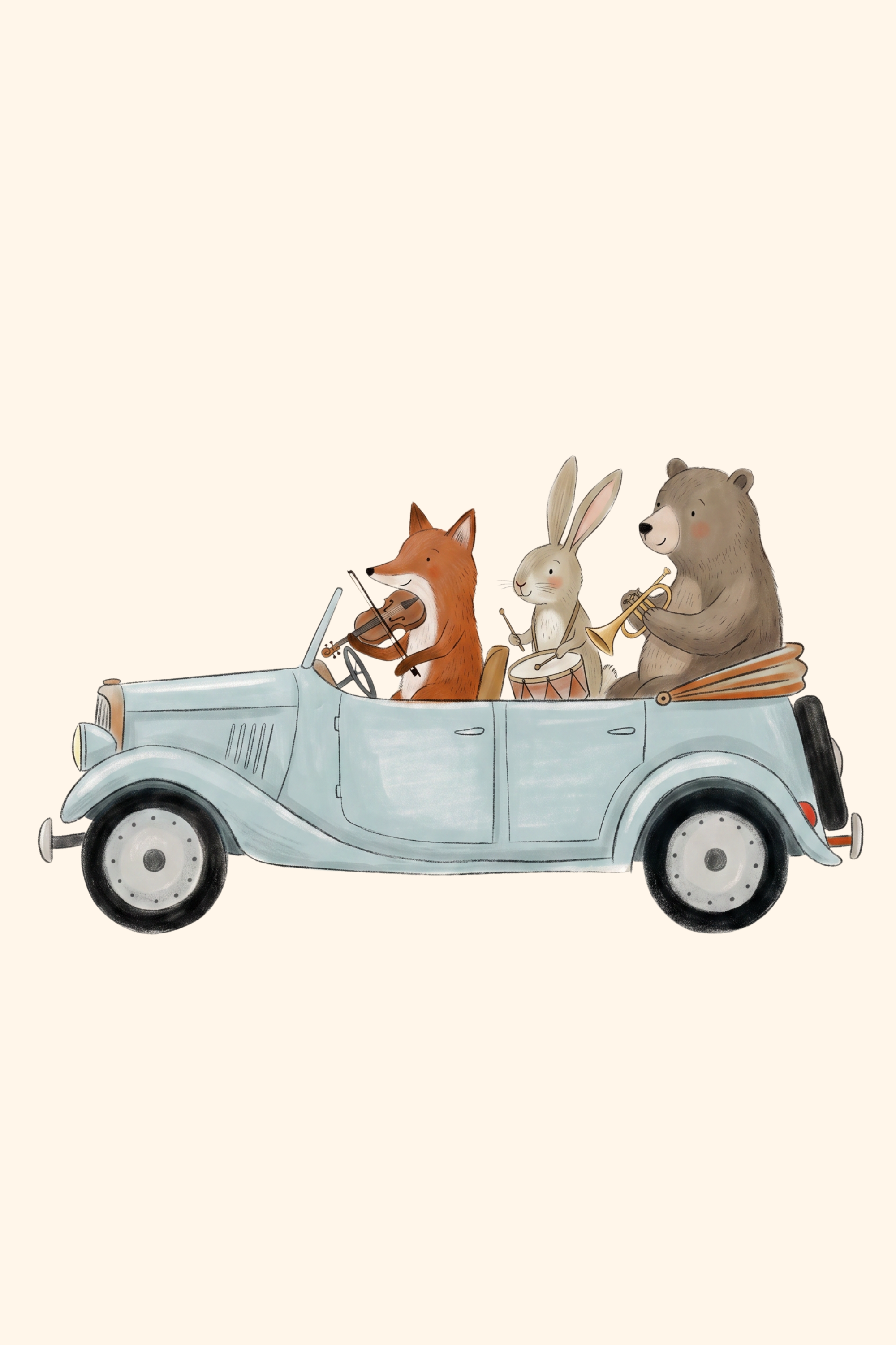 Car Musical Band Animals Wall Art - Musical Forest Friends
