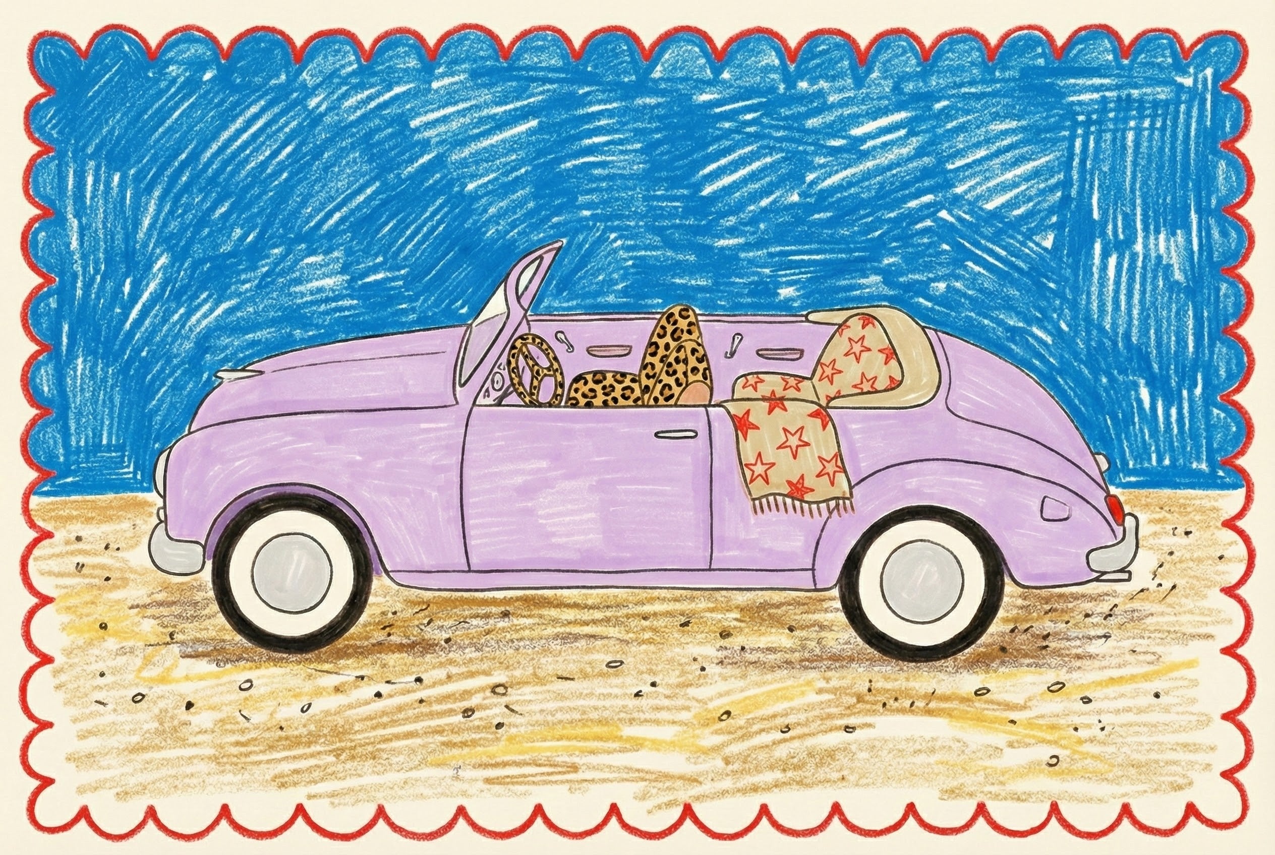 Joy Ride - Car Framed Wall Art for Nursery, Playroom or Kids Bedrooms