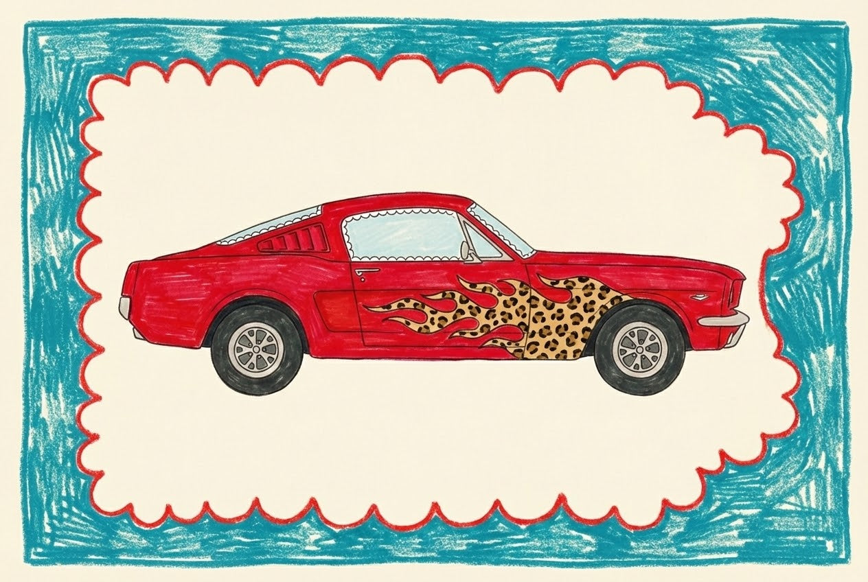 Leopard Cruiser - Car Framed Wall Art for Nursery, Playroom or Kids Bedrooms