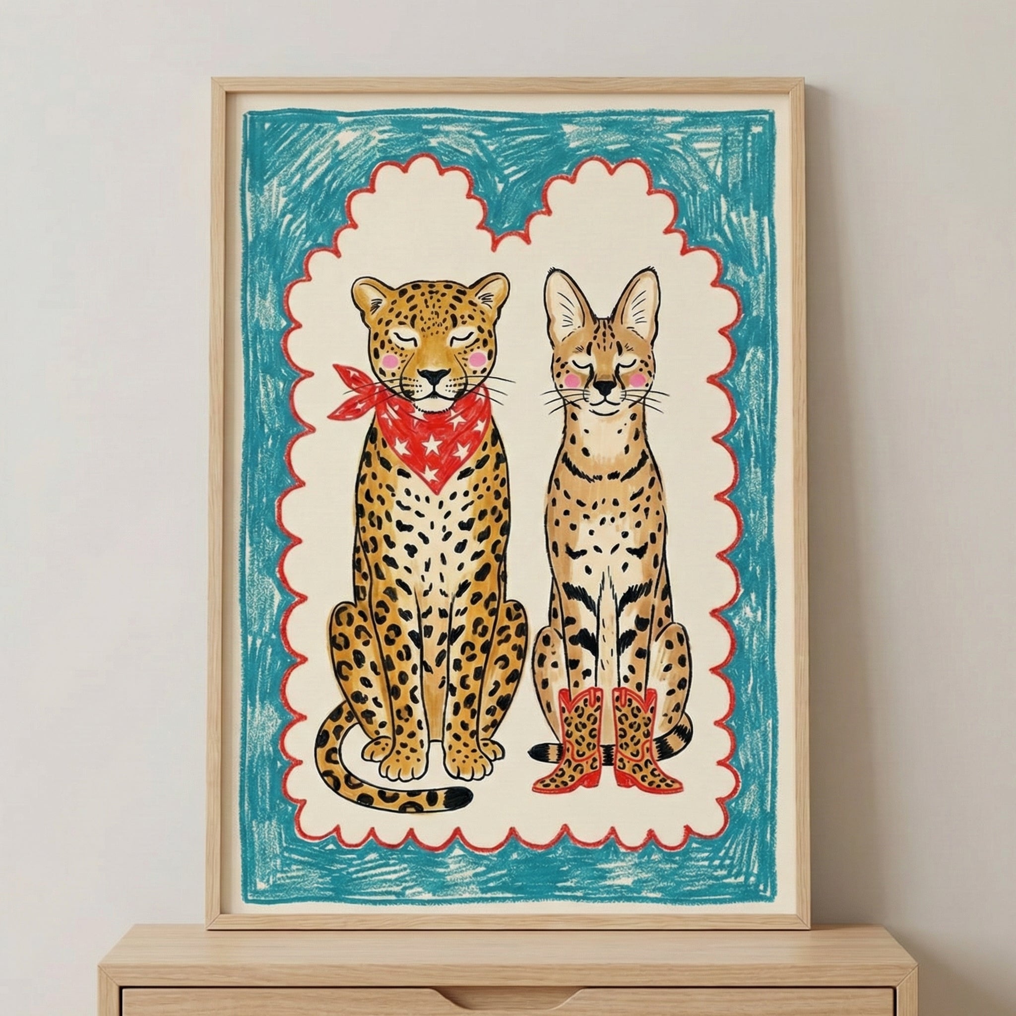 Wild West Wows - Cats Framed Wall Art for Nursery, Playroom or Kids Bedrooms