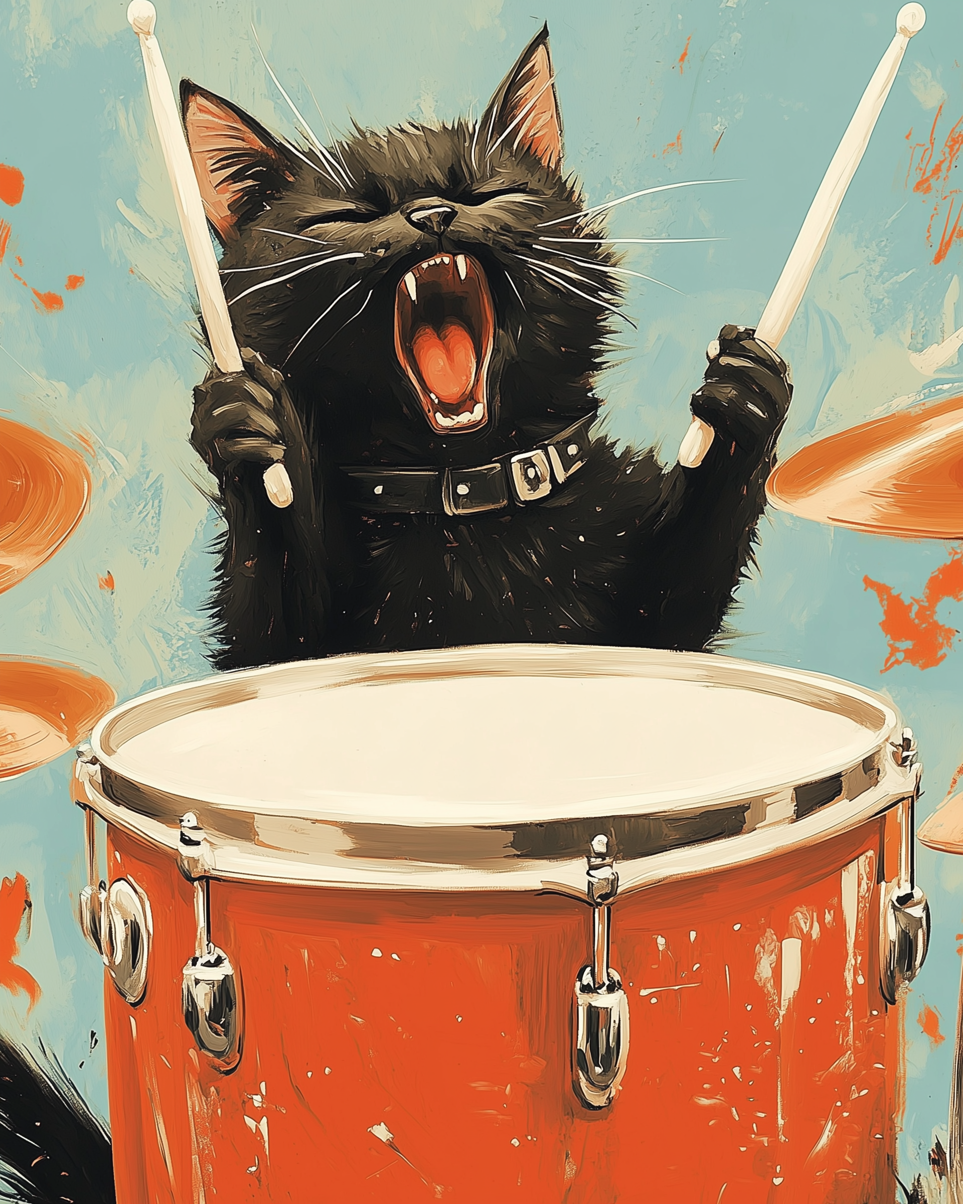 Feline Beat - Cat Wall Art for Living Room, Bedroom or Office