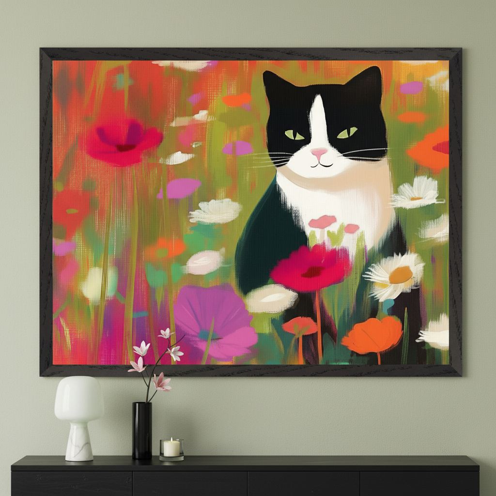 Garden Muse - Cat Wall Art for Living Room, Bedroom or Office