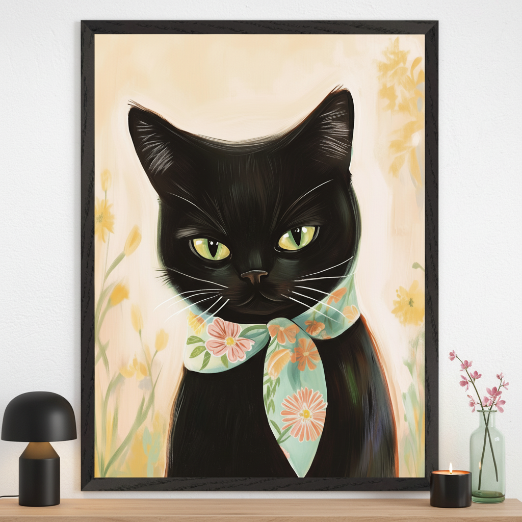 Chic Whiskers - Cat Wall Art for Living Room, Bedroom or Office